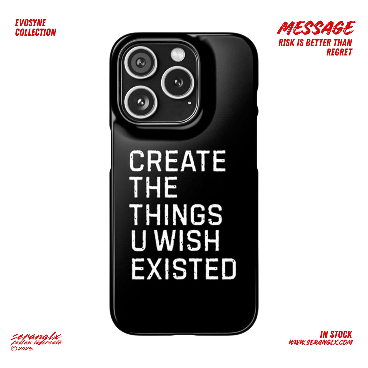 Motivational IPhone 15-17 Case Black | "Create the things u wish existed" | Inspirational Phone Case | Tough Magnetic Case product thumbnail image