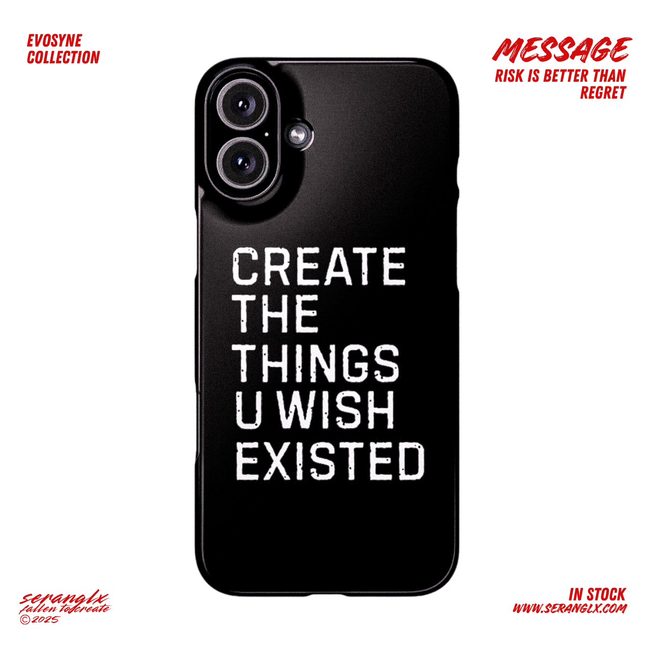 Motivational IPhone 15-17 Case Black | "Create the things u wish existed" | Inspirational Phone Case | Tough Magnetic Case product thumbnail image