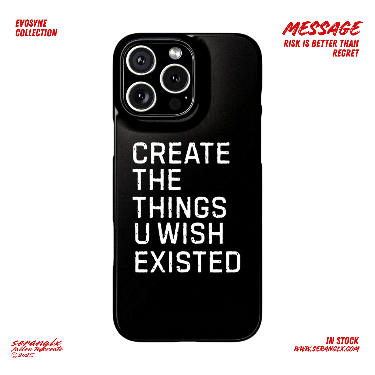 Motivational IPhone 15-17 Case Black | "Create the things u wish existed" | Inspirational Phone Case | Tough Magnetic Case product thumbnail image