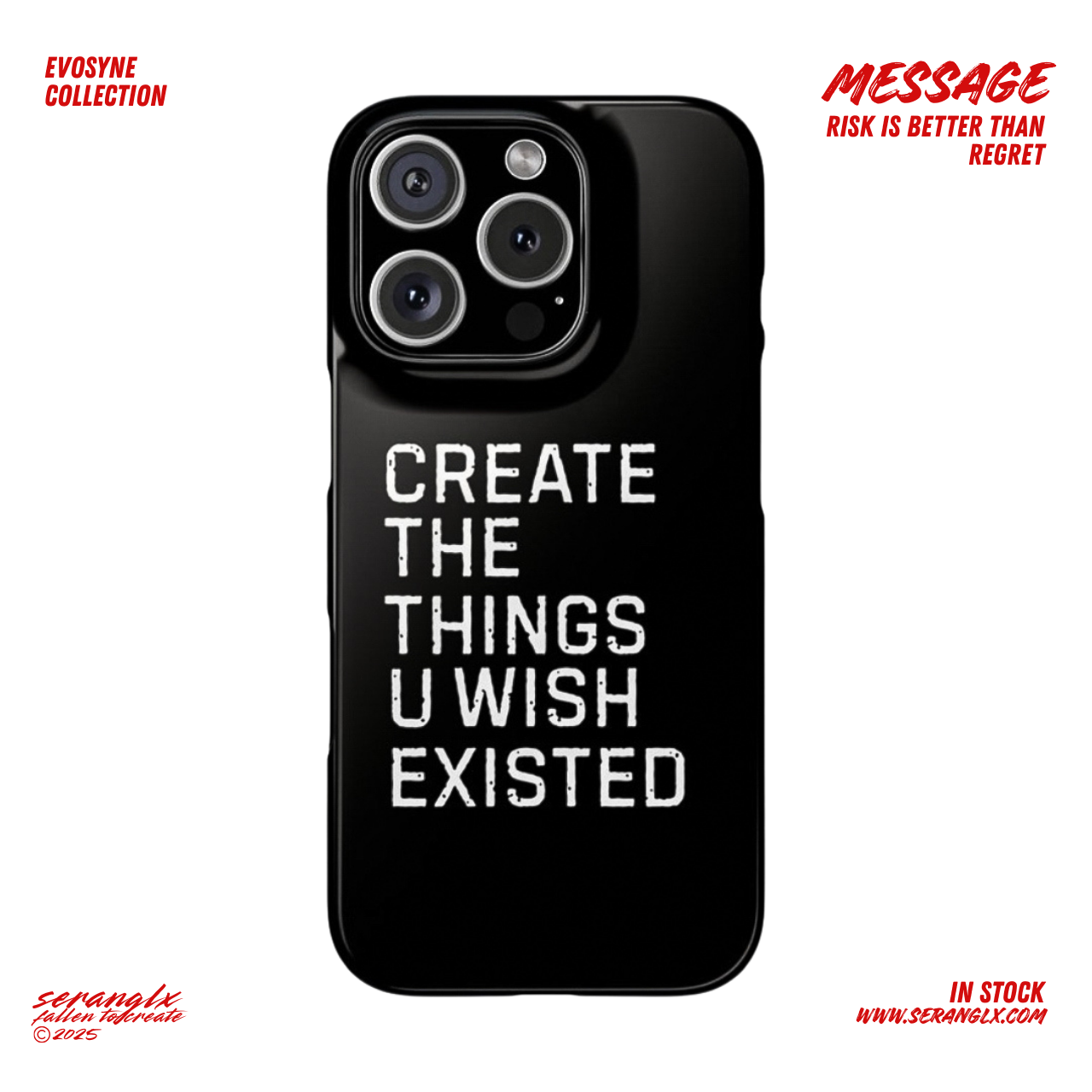Motivational IPhone 15-17 Case Black | "Create the things u wish existed" | Inspirational Phone Case | Tough Magnetic Case product thumbnail image