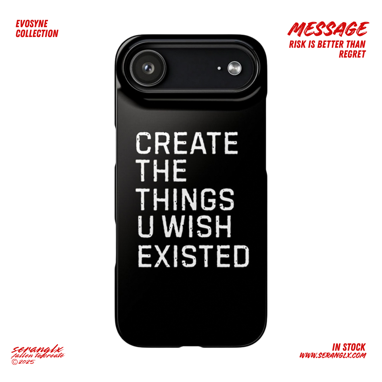 Motivational IPhone 15-17 Case Black | "Create the things u wish existed" | Inspirational Phone Case | Tough Magnetic Case product thumbnail image