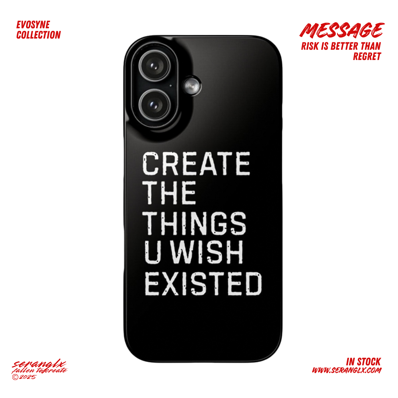 Motivational IPhone 15-17 Case Black | "Create the things u wish existed" | Inspirational Phone Case | Tough Magnetic Case product thumbnail image