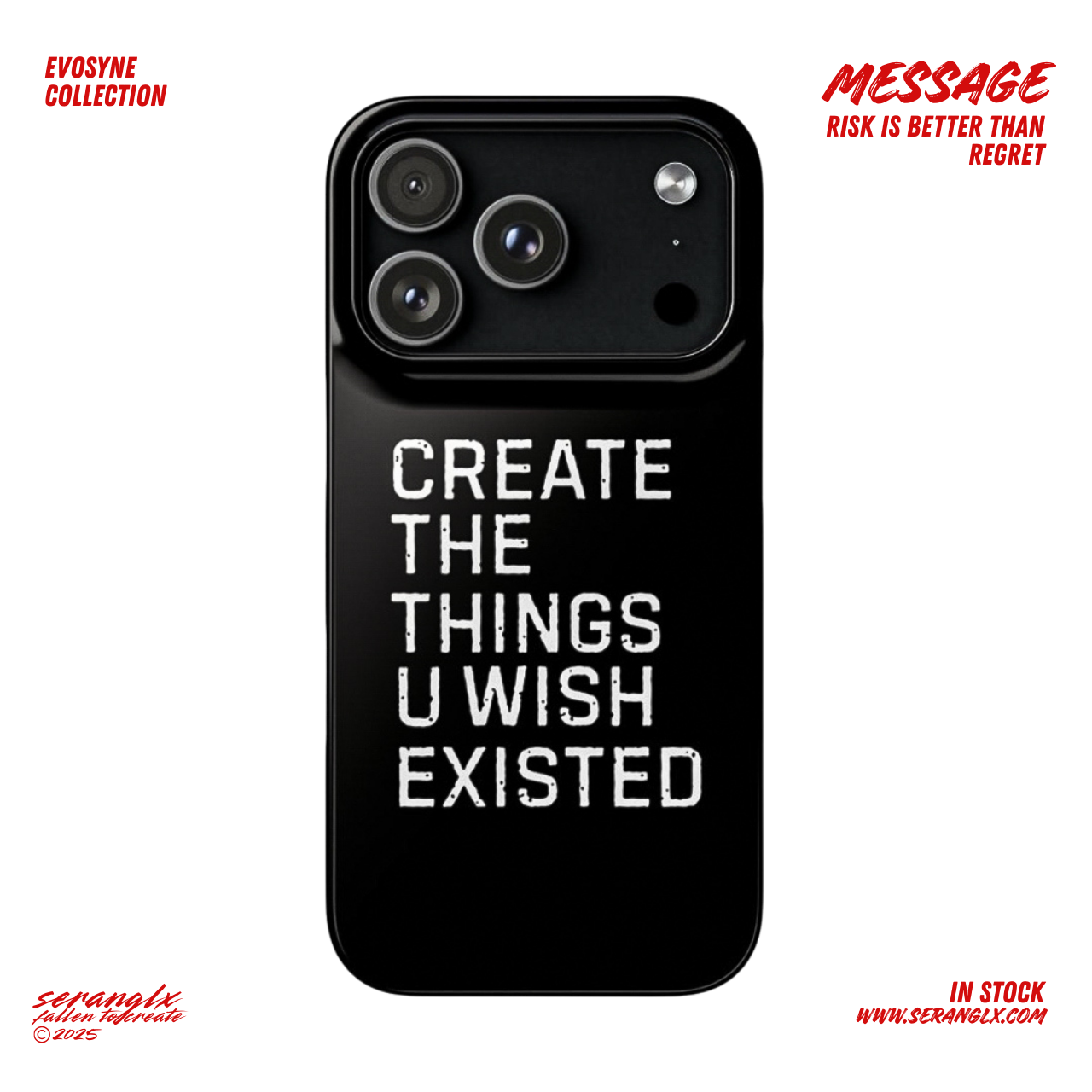 Motivational IPhone 15-17 Case Black | "Create the things u wish existed" | Inspirational Phone Case | Tough Magnetic Case product thumbnail image
