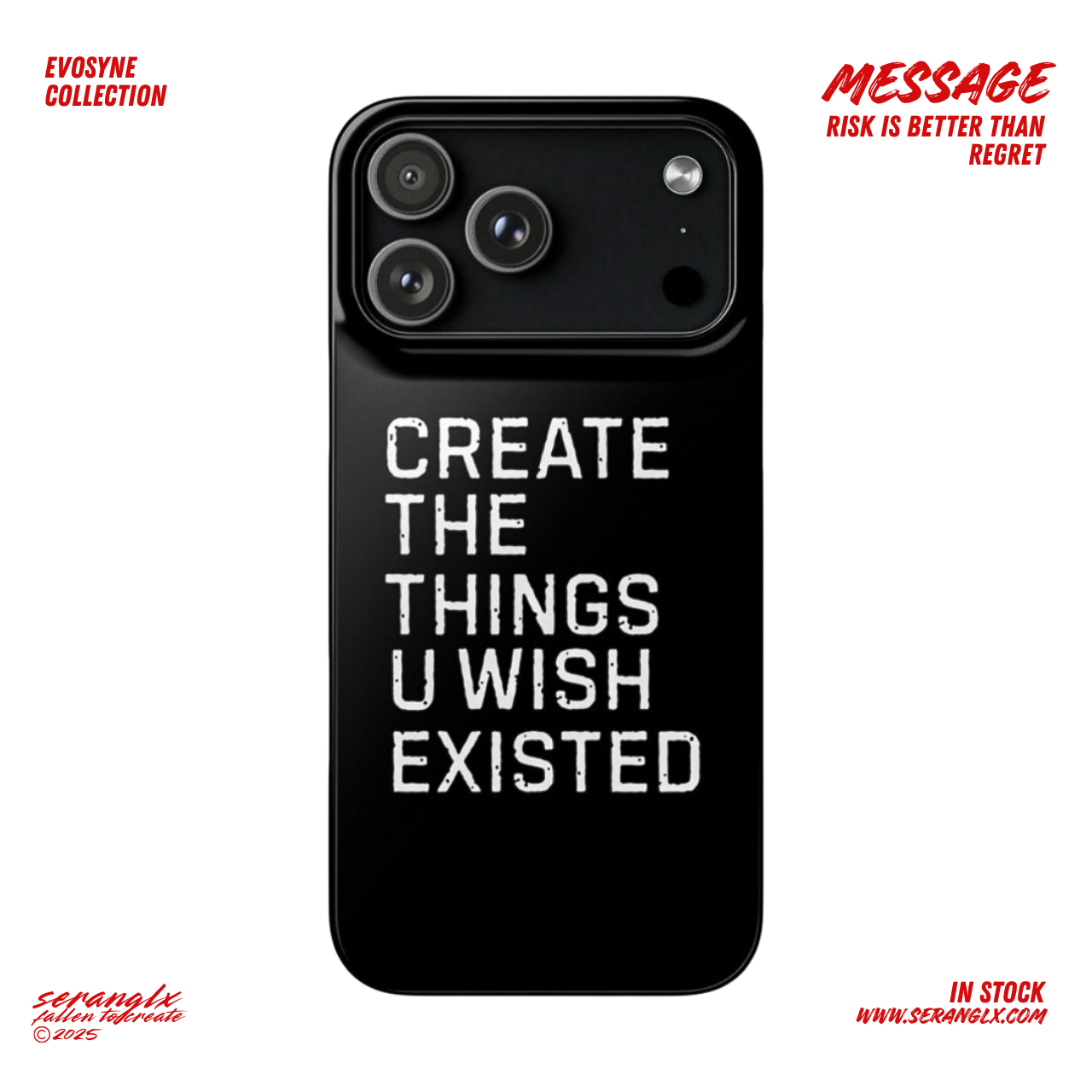 Motivational IPhone 15-17 Case Black | "Create the things u wish existed" | Inspirational Phone Case | Tough Magnetic Case product thumbnail image
