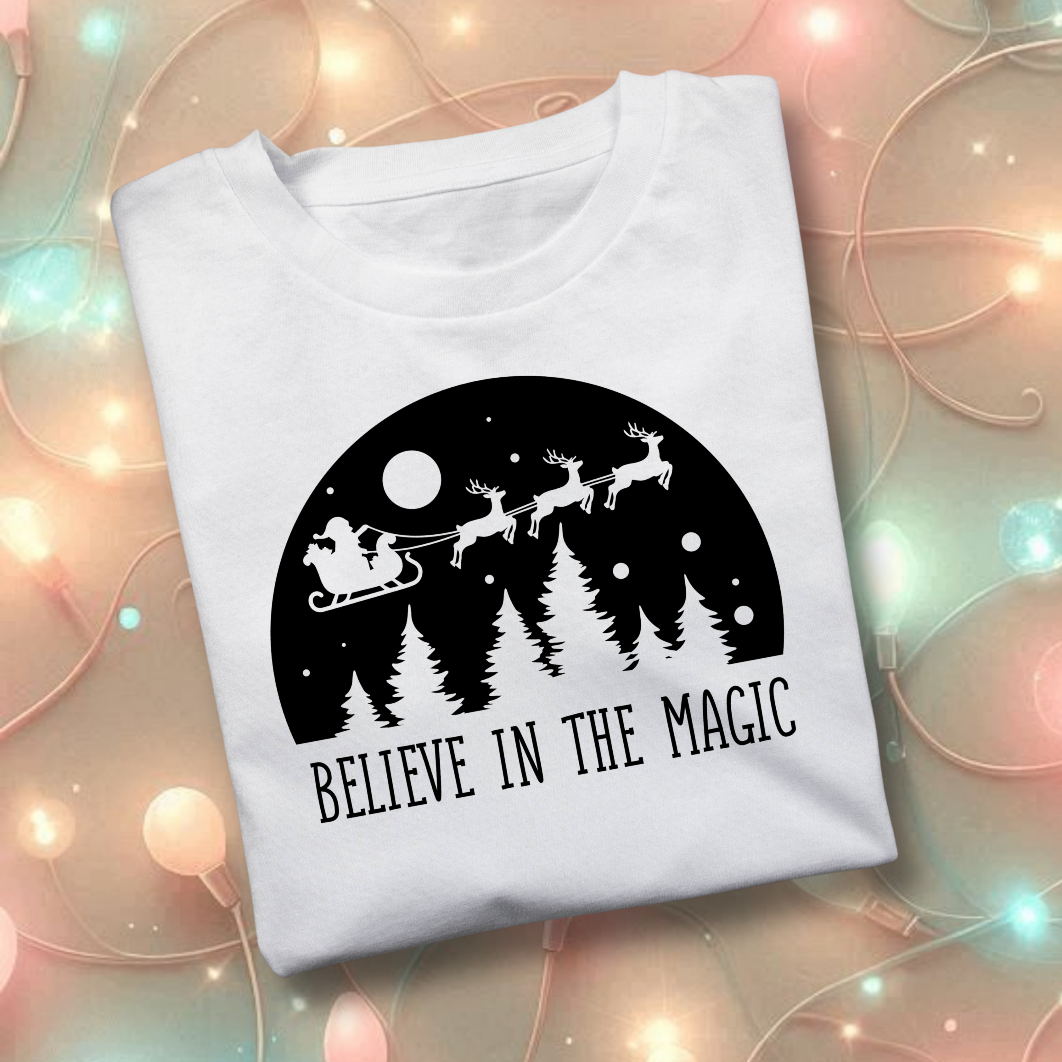 Believe in the Magic Tee — Christmas Santa Sleigh Holiday T‑Shirt Believe in the Magic Tee — Christmas Santa Sleigh Holiday T‑Shirt