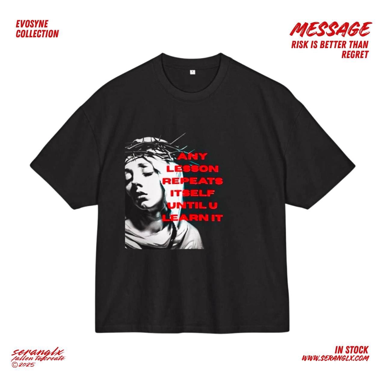 Inspirational Streetwear Shirt Black | "Any Lesson Repeats Itself Until U Learn It Shirt - Streetwear Black 