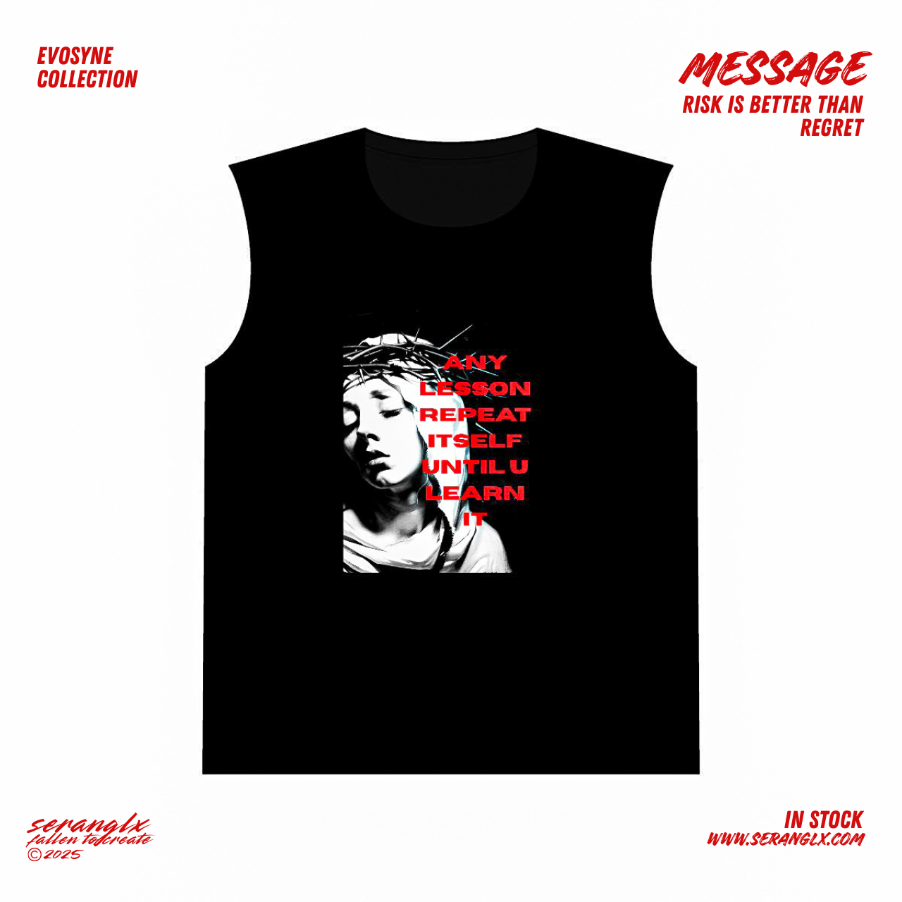 streetwear black tank top | unisex | "any lesson repeats itself until u learn it" tank top