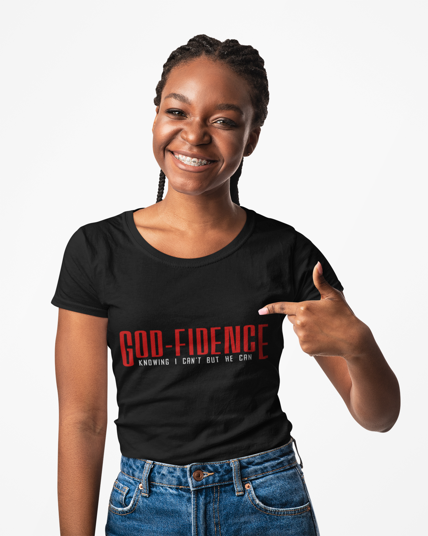 God-fidence Tee — 'God-fidence: Knowing I Can't But He Can' Christian Faith Shirt product thumbnail image God-fidence Tee — 'God-fidence: Knowing I Can't But He Can' Christian Faith Shirt product thumbnail image