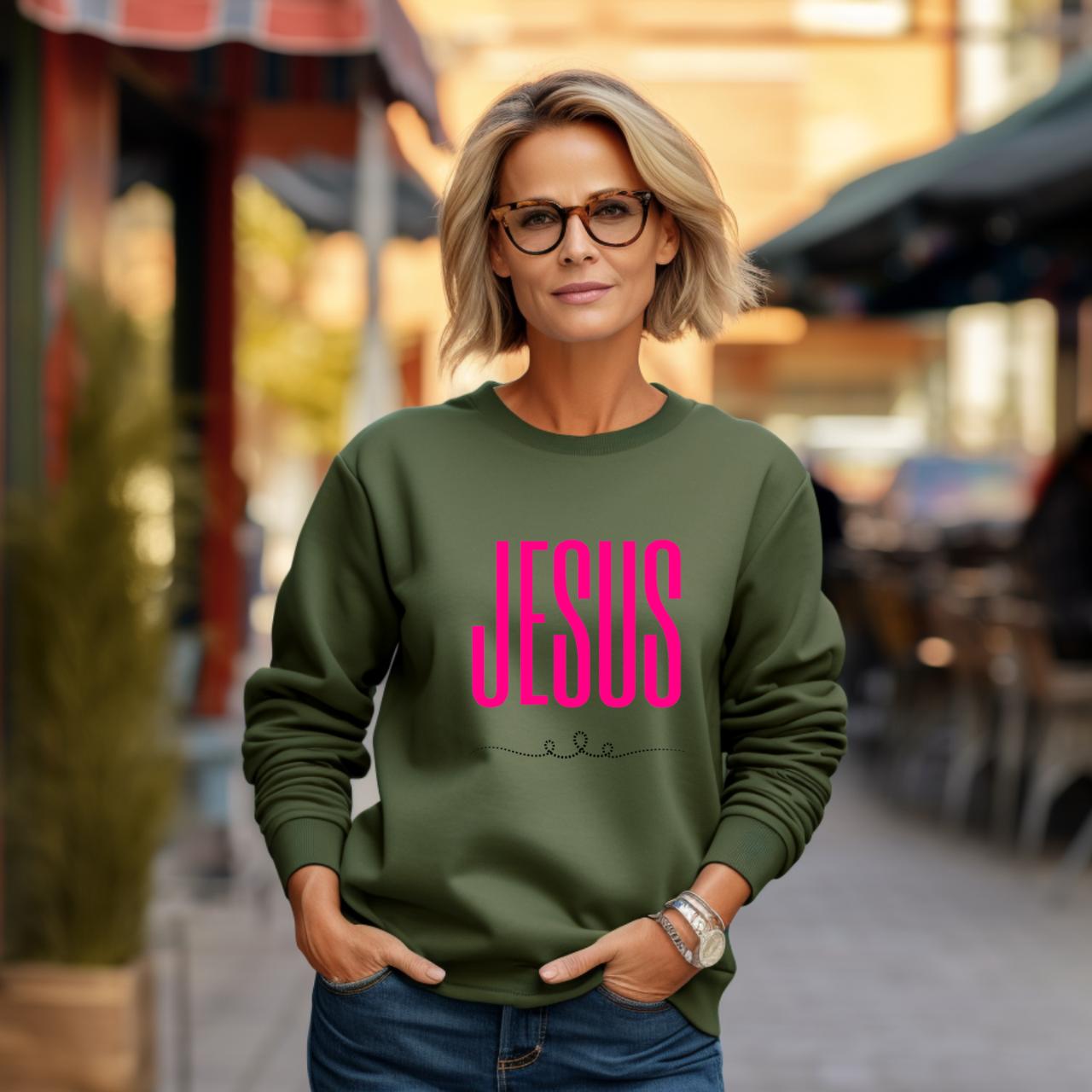 Jesus Script Crewneck Sweatshirt, Minimal Faith Graphic Pullover, Christian Gifts product thumbnail image Jesus Script Crewneck Sweatshirt, Minimal Faith Graphic Pullover, Christian Gifts product thumbnail image