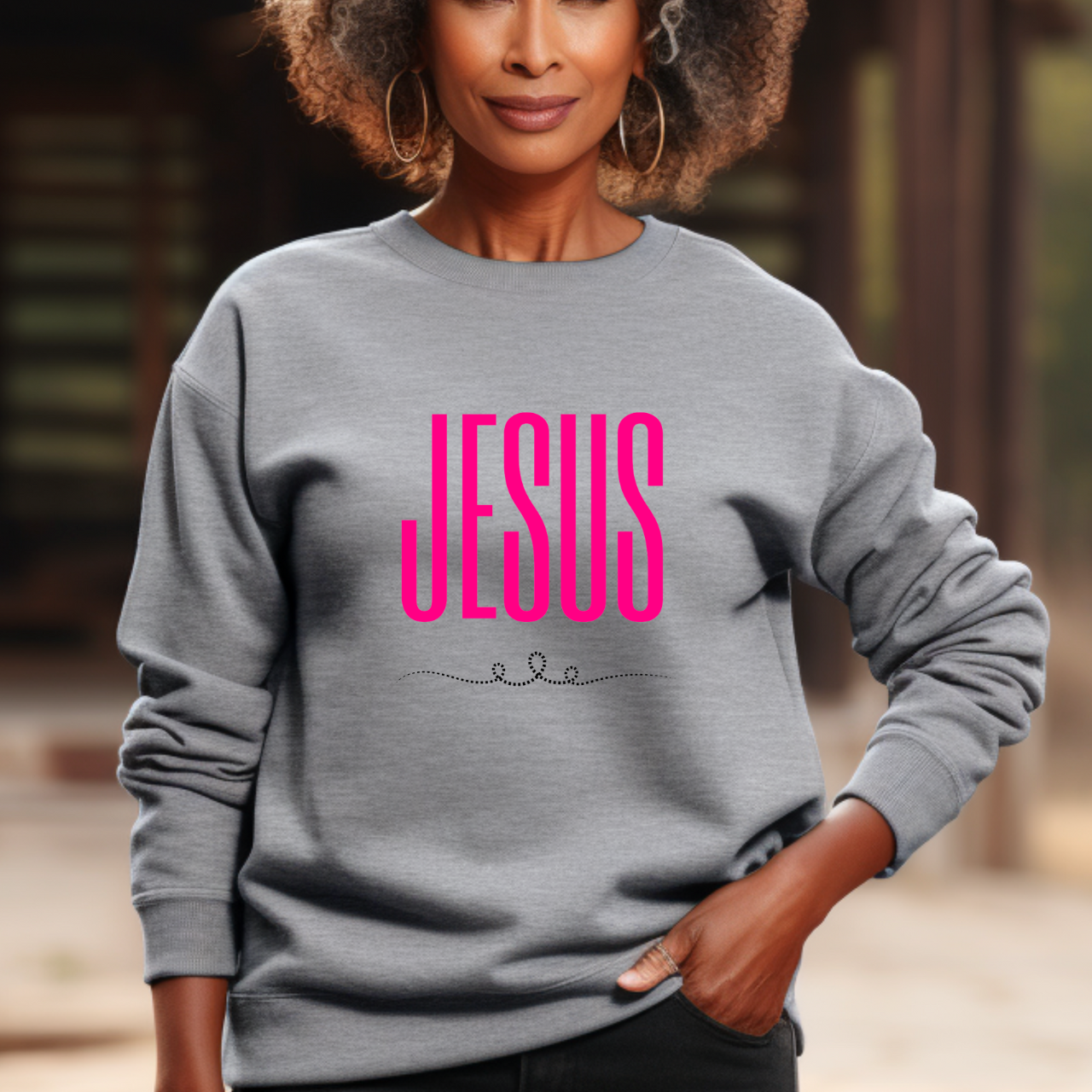 Jesus Script Crewneck Sweatshirt, Minimal Faith Graphic Pullover, Christian Gifts product thumbnail image Jesus Script Crewneck Sweatshirt, Minimal Faith Graphic Pullover, Christian Gifts product thumbnail image
