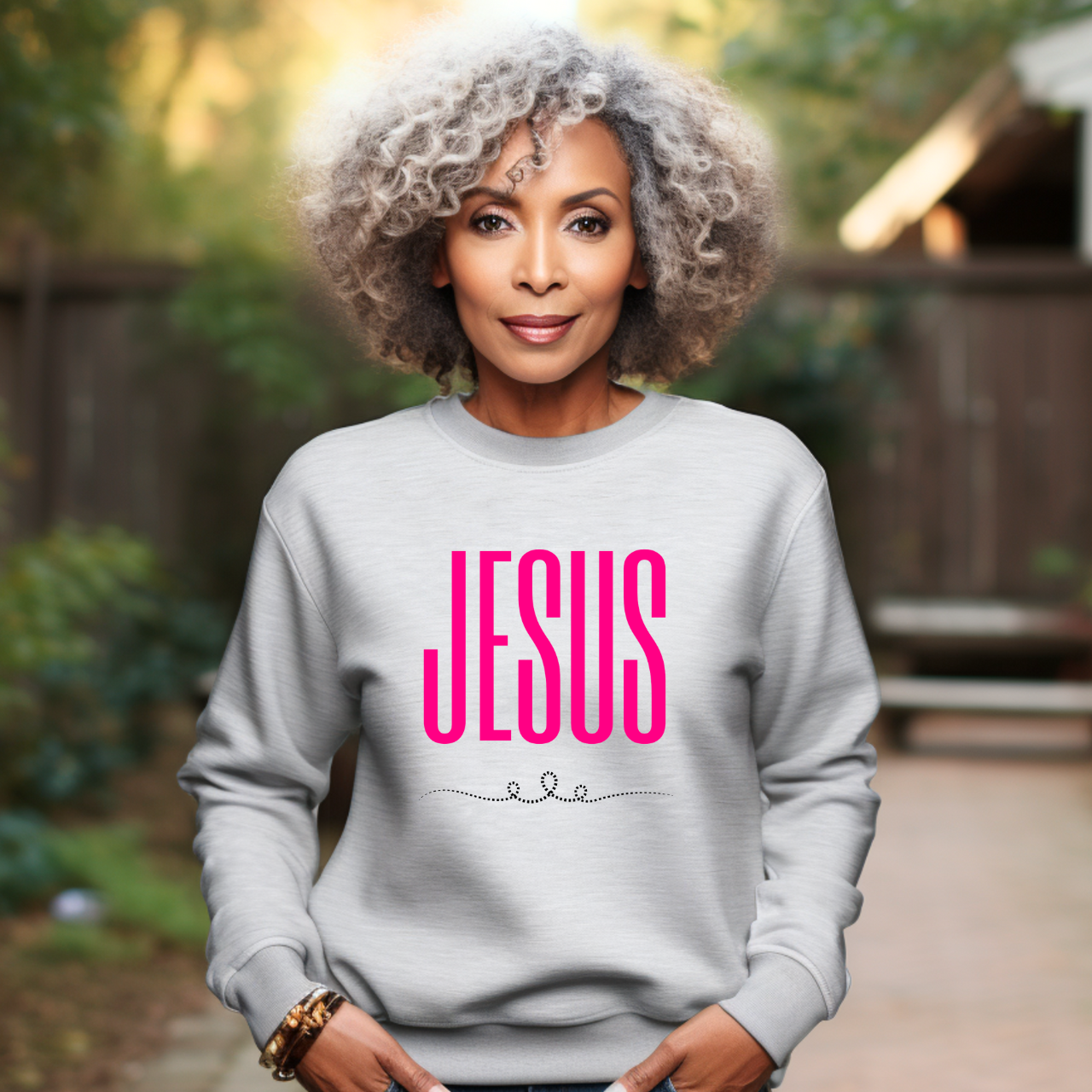 Jesus Script Crewneck Sweatshirt, Minimal Faith Graphic Pullover, Christian Gifts product thumbnail image Jesus Script Crewneck Sweatshirt, Minimal Faith Graphic Pullover, Christian Gifts product thumbnail image