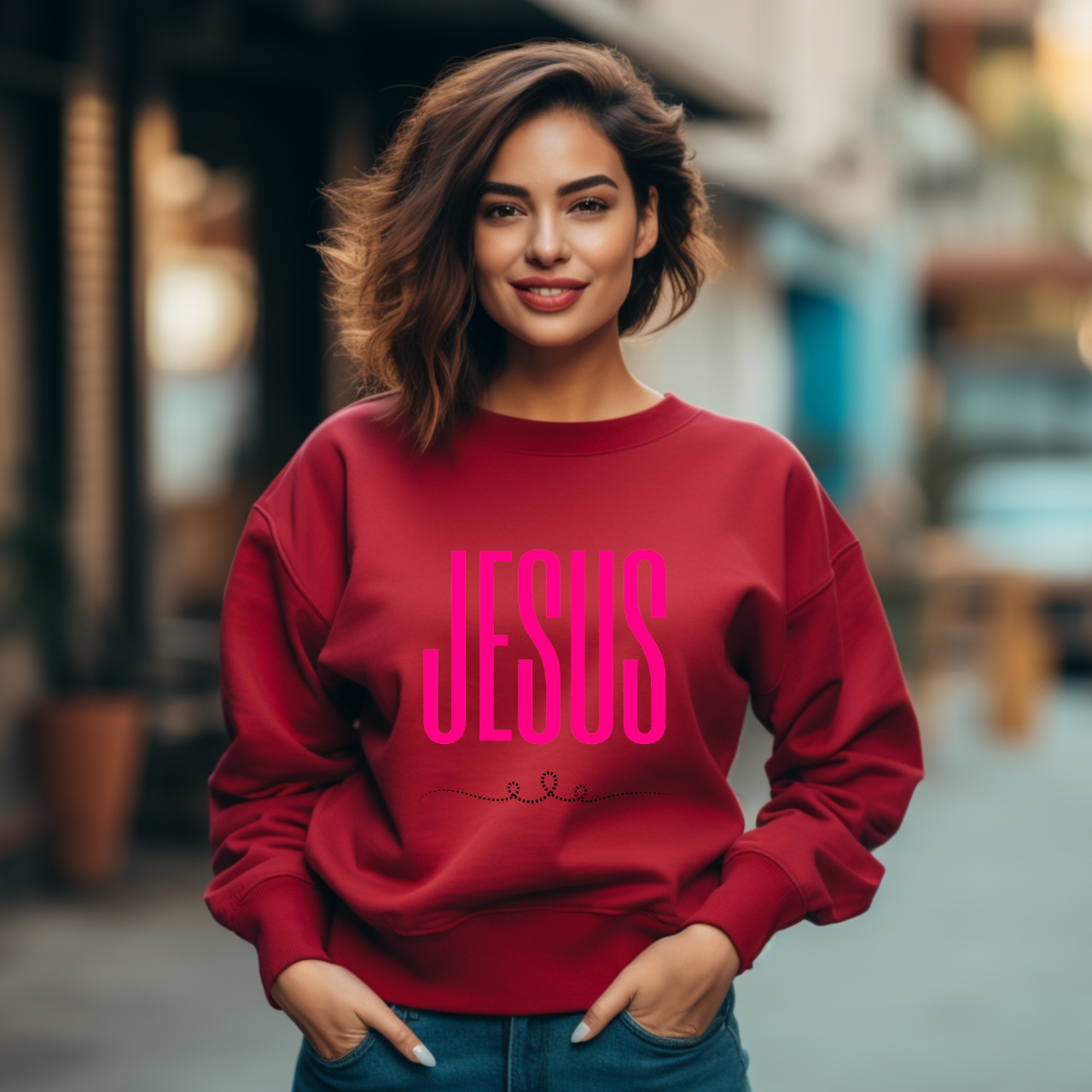 Jesus Script Crewneck Sweatshirt, Minimal Faith Graphic Pullover, Christian Gifts product thumbnail image Jesus Script Crewneck Sweatshirt, Minimal Faith Graphic Pullover, Christian Gifts product thumbnail image
