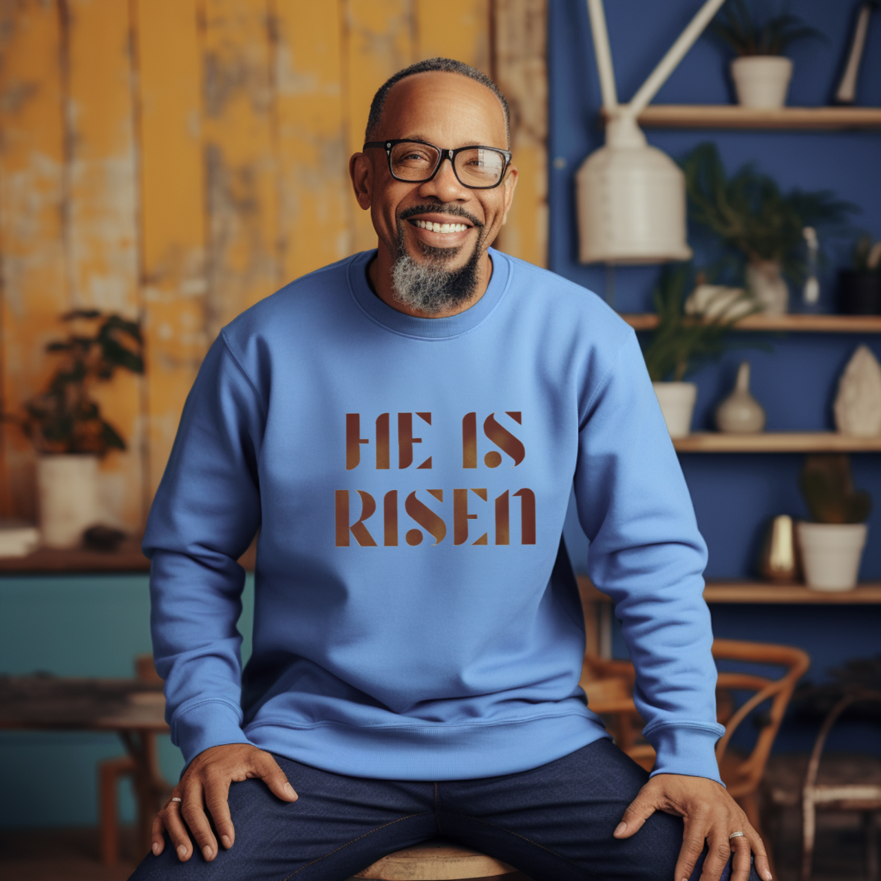 He Is Risen Script Sweatshirt — Christian Crewneck Pullover, Christian Faith Gifts product thumbnail image