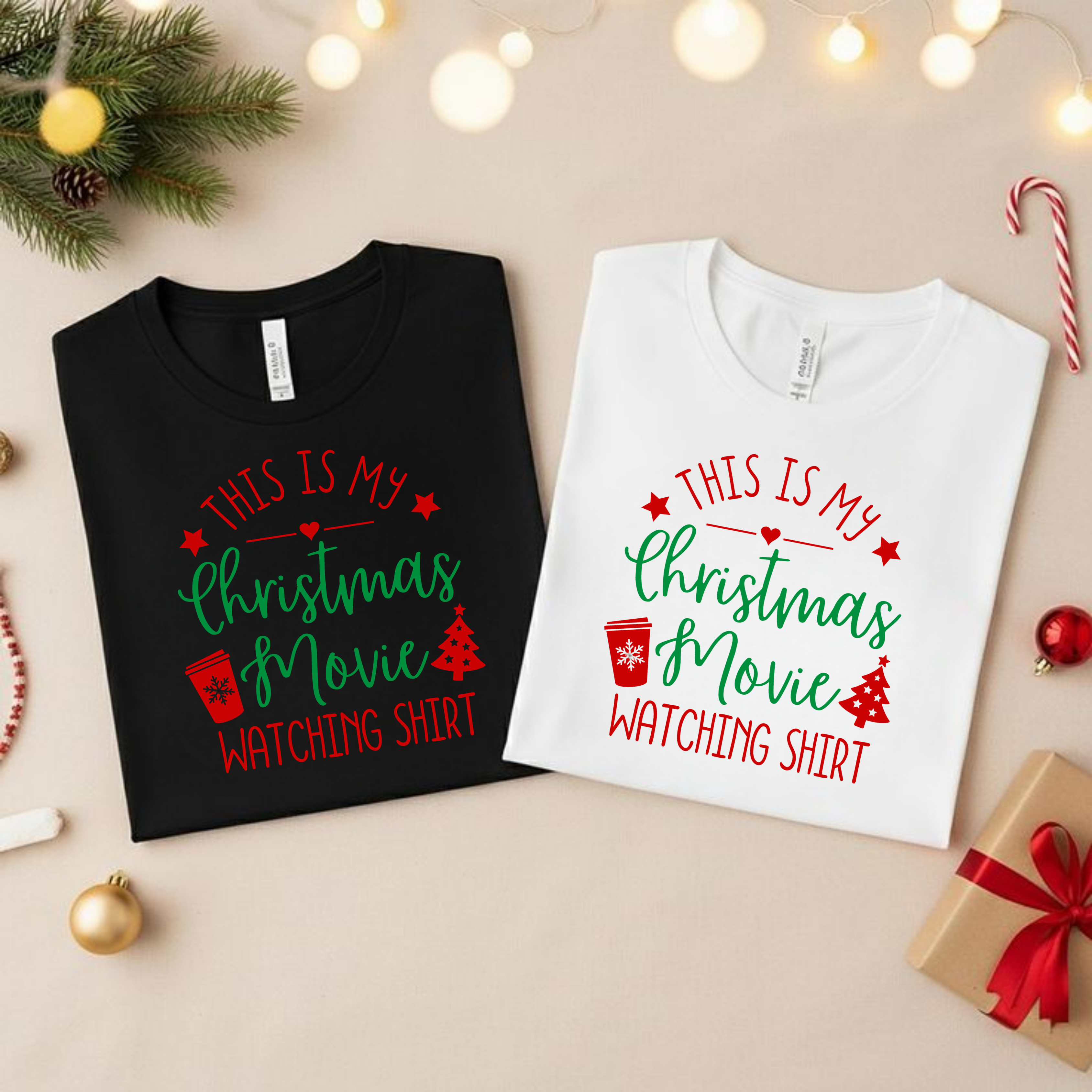 "This Is My Christmas Movie Watching Shirt" Comfy Christmas Tee "This Is My Christmas Movie Watching Shirt" Comfy Christmas Tee