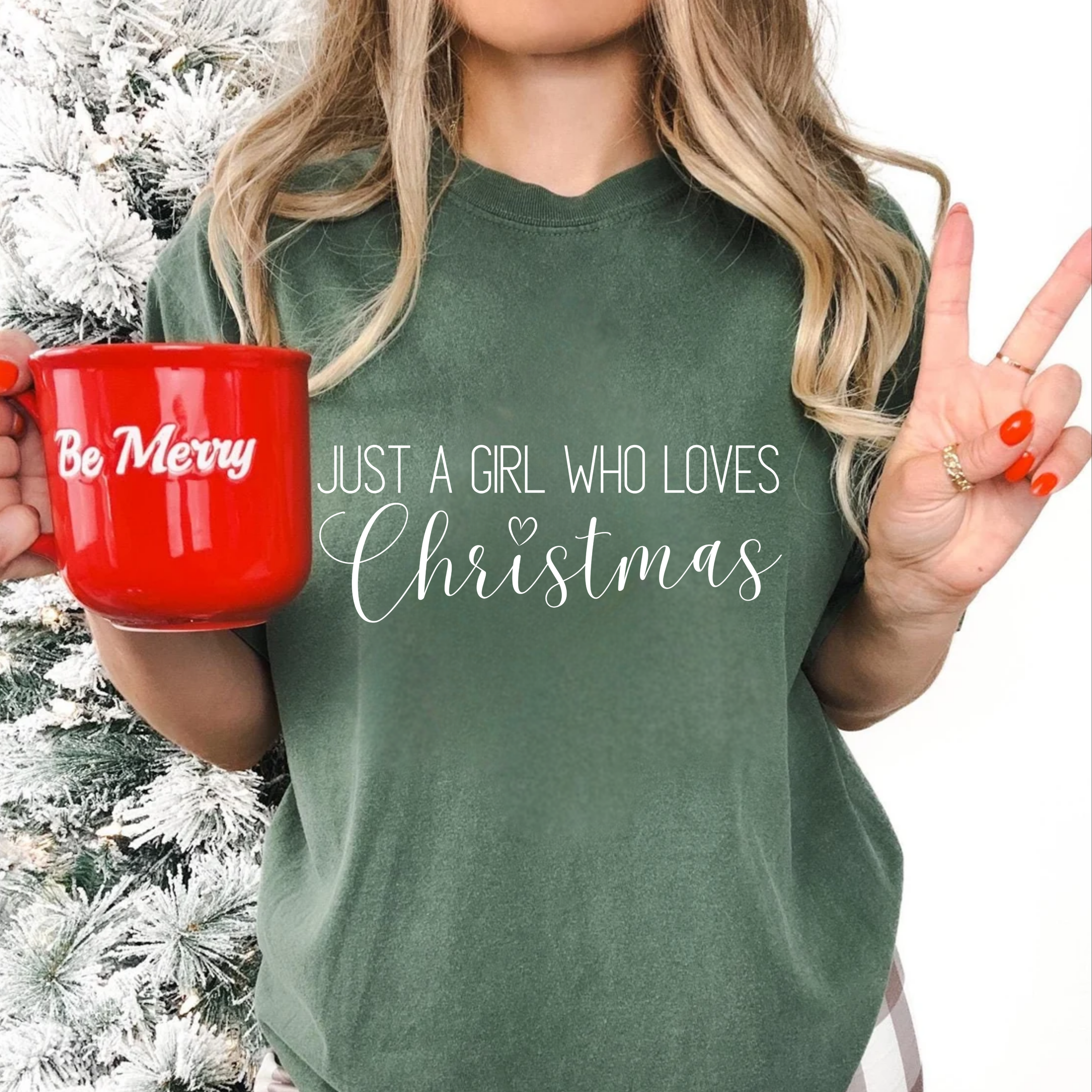 "Just a Girl Who Loves Christmas" Minimalist Holiday Shirt "Just a Girl Who Loves Christmas" Minimalist Holiday Shirt
