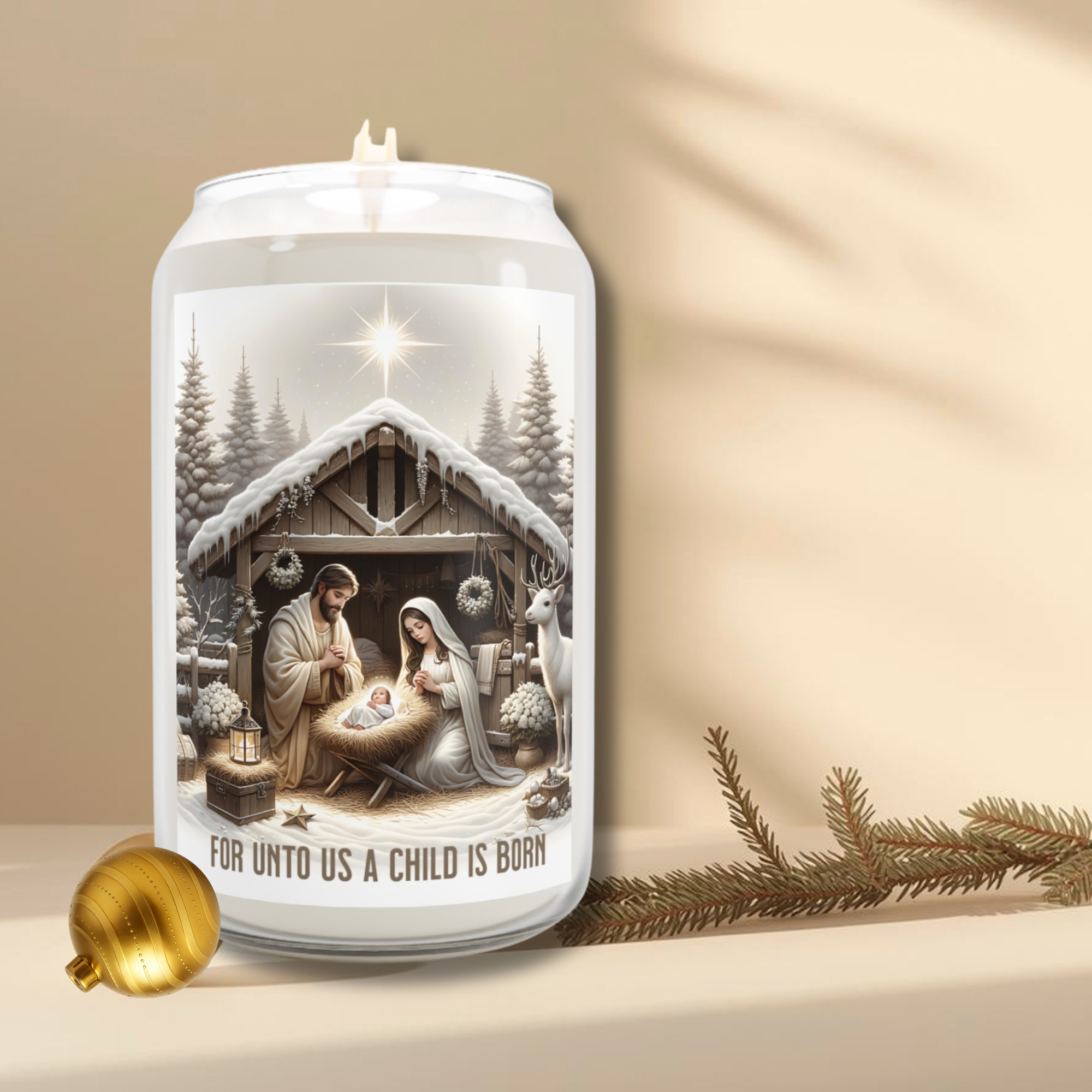 Nativity Scene Soy Candle • For Unto Us a Child product thumbnail image Nativity Scene Soy Candle • For Unto Us a Child product thumbnail image