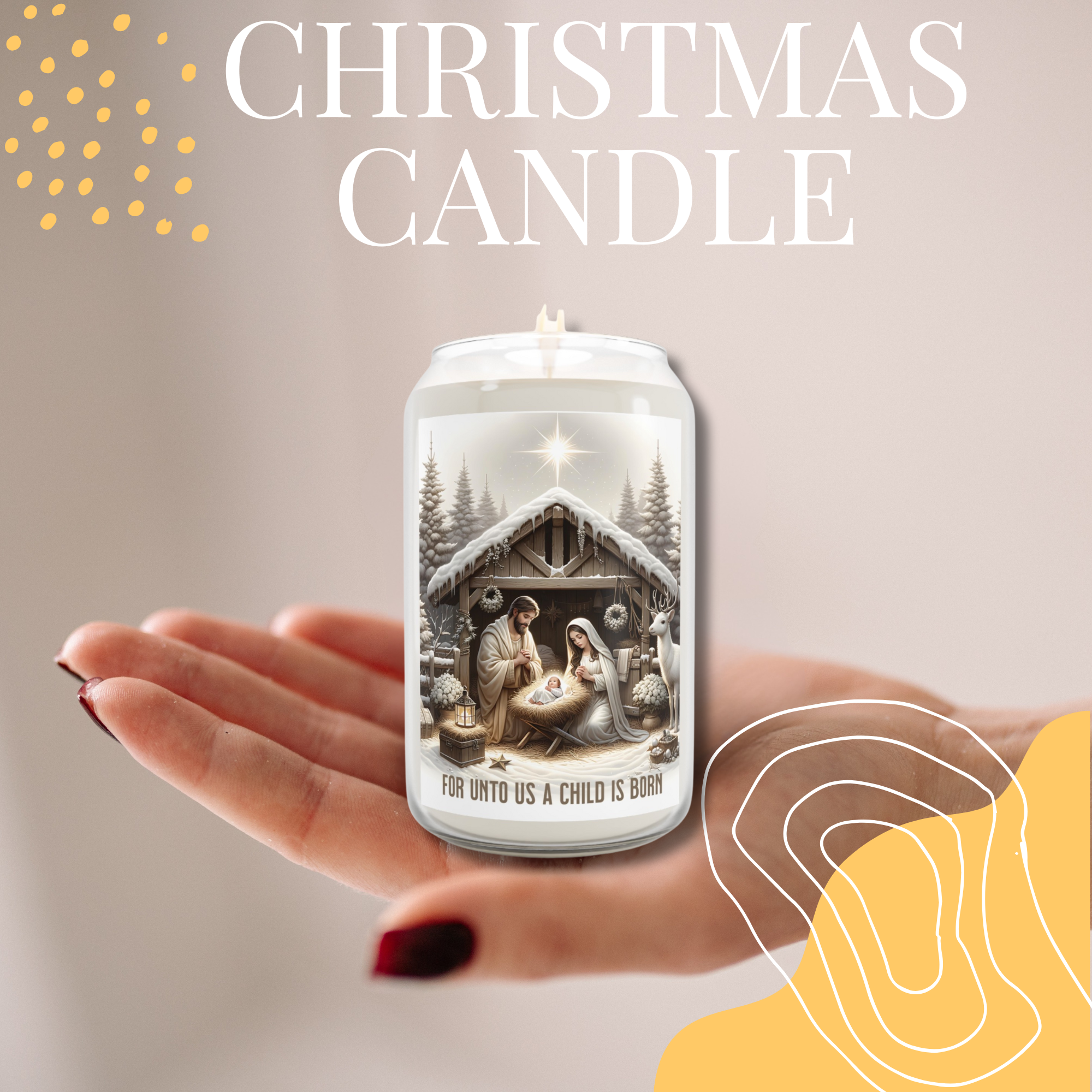 Nativity Scene Soy Candle • For Unto Us a Child  product thumbnail image