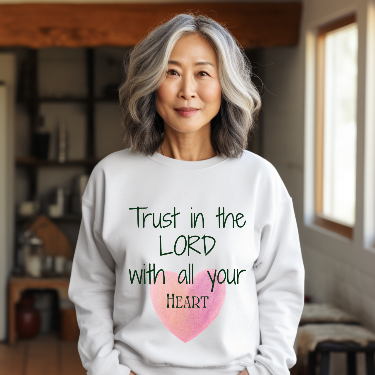 Trust in the LORD Script Crewneck Sweatshirt, Faith Graphic Pullover, Christian Gifts product thumbnail image