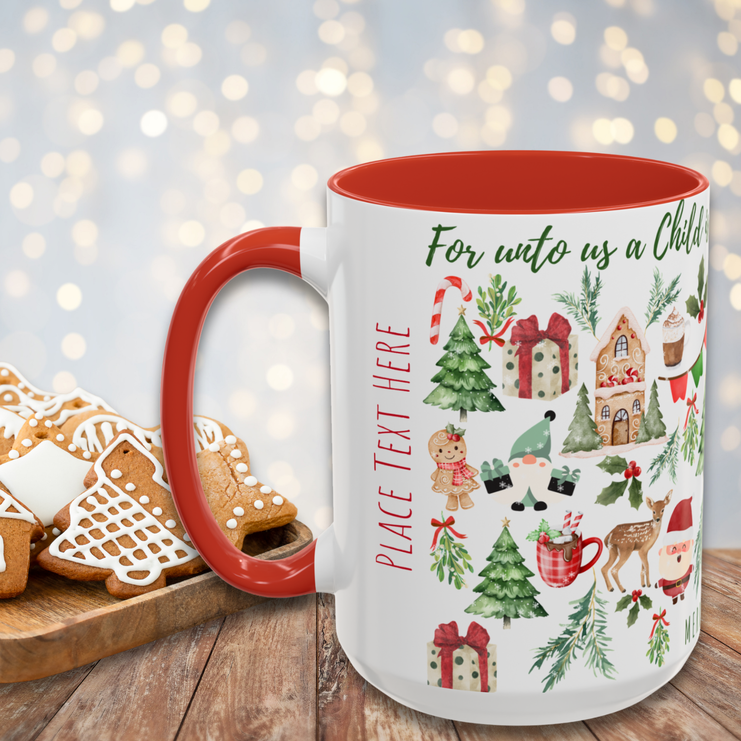 A Child Is Born Nativity Christmas mug, Bible Inspired Personalized Accent Coffee Mug 11oz 15oz