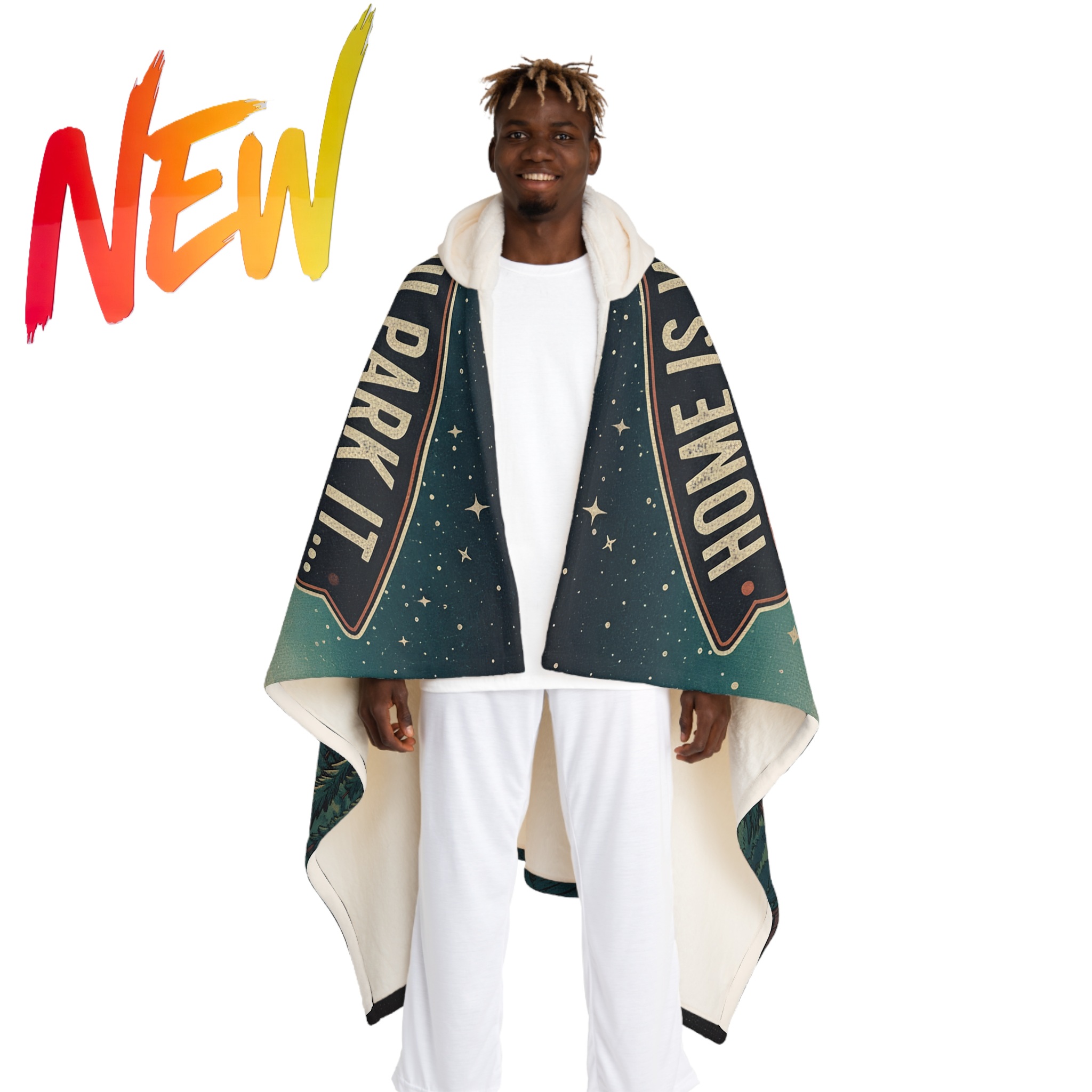 "NEW" Hooded Blanket — "Home Is Where You Park It -But The View keep Changing" Sherpa Fleece Camping Blanket product thumbnail image