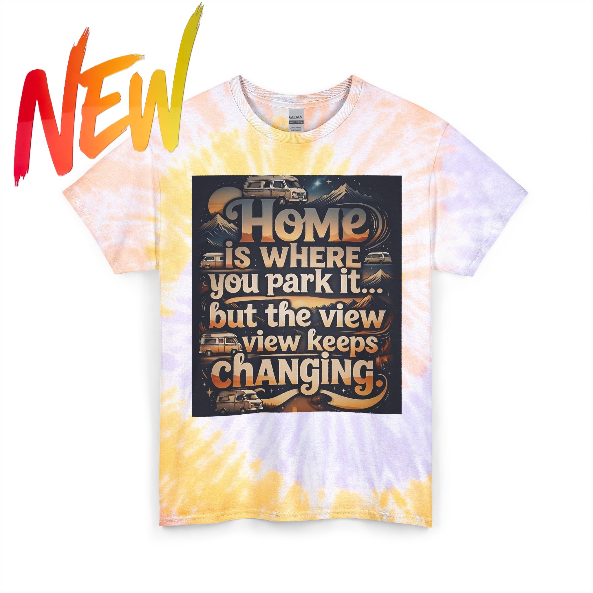 "NEW"Tie-Dye RV T‑Shirt — “"Home Is Where You Park It -But The View keep Changing"” Camper Travel Tee product thumbnail image "NEW"Tie-Dye RV T‑Shirt — “"Home Is Where You Park It -But The View keep Changing"” Camper Travel Tee product thumbnail image