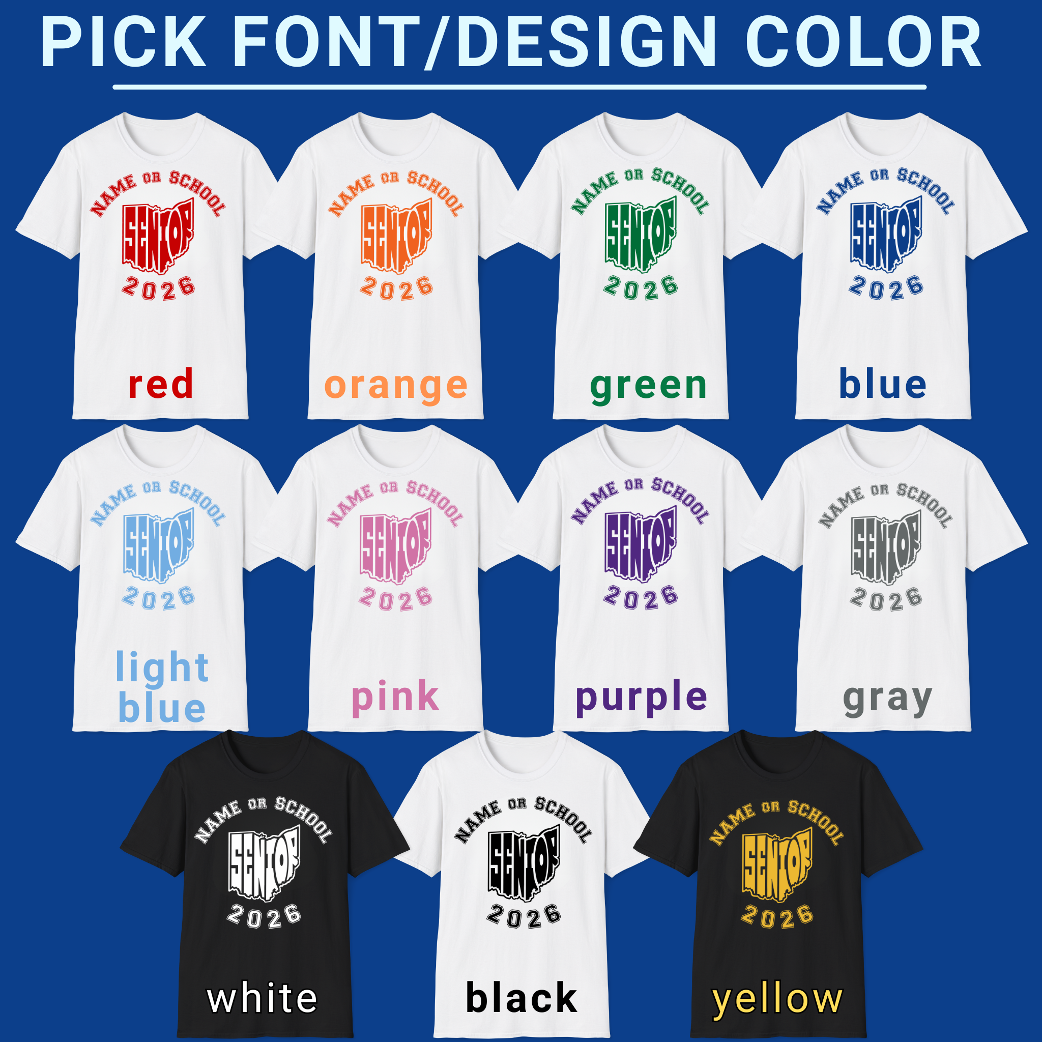 Personalized Ohio Senior T-Shirt, Gift for Grad, Ohio Pride, 2026 Graduation, Senior, graduation, Ohio, high school, college, graduate, graduation party, senior year product thumbnail image Personalized Ohio Senior T-Shirt, Gift for Grad, Ohio Pride, 2026 Graduation, Senior, graduation, Ohio, high school, college, graduate, graduation party, senior year product thumbnail image