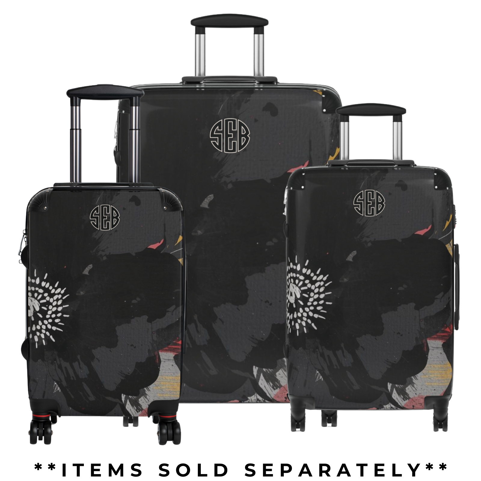 Monogram Suitcase with 360 Degree Swivel and Built-In Lock | Black Floral Collection
