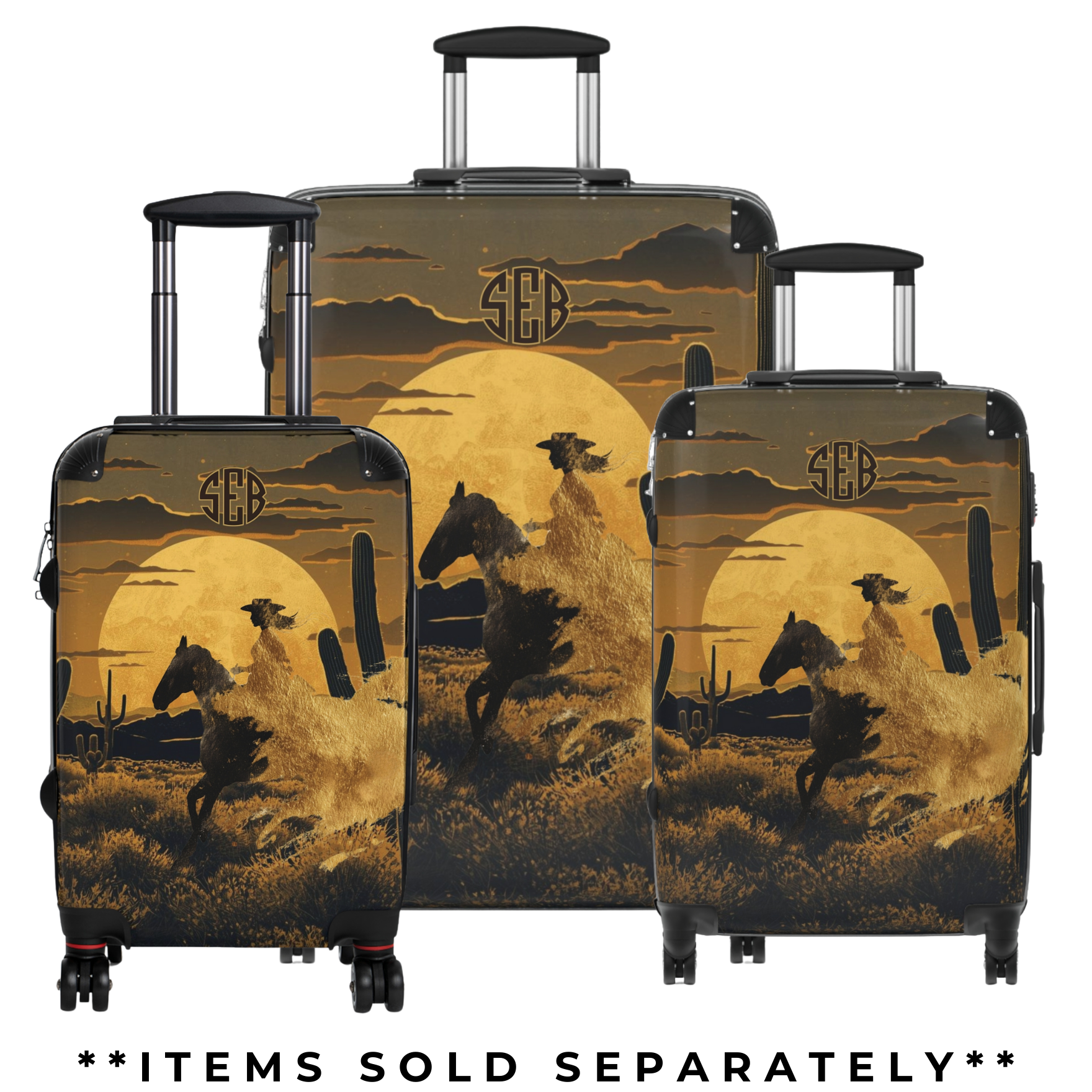 Monogram Suitcase with 360 Degree Swivel and Built-In Lock | Golden Cowgirl Collection Monogram Suitcase with 360 Degree Swivel and Built-In Lock | Golden Cowgirl Collection