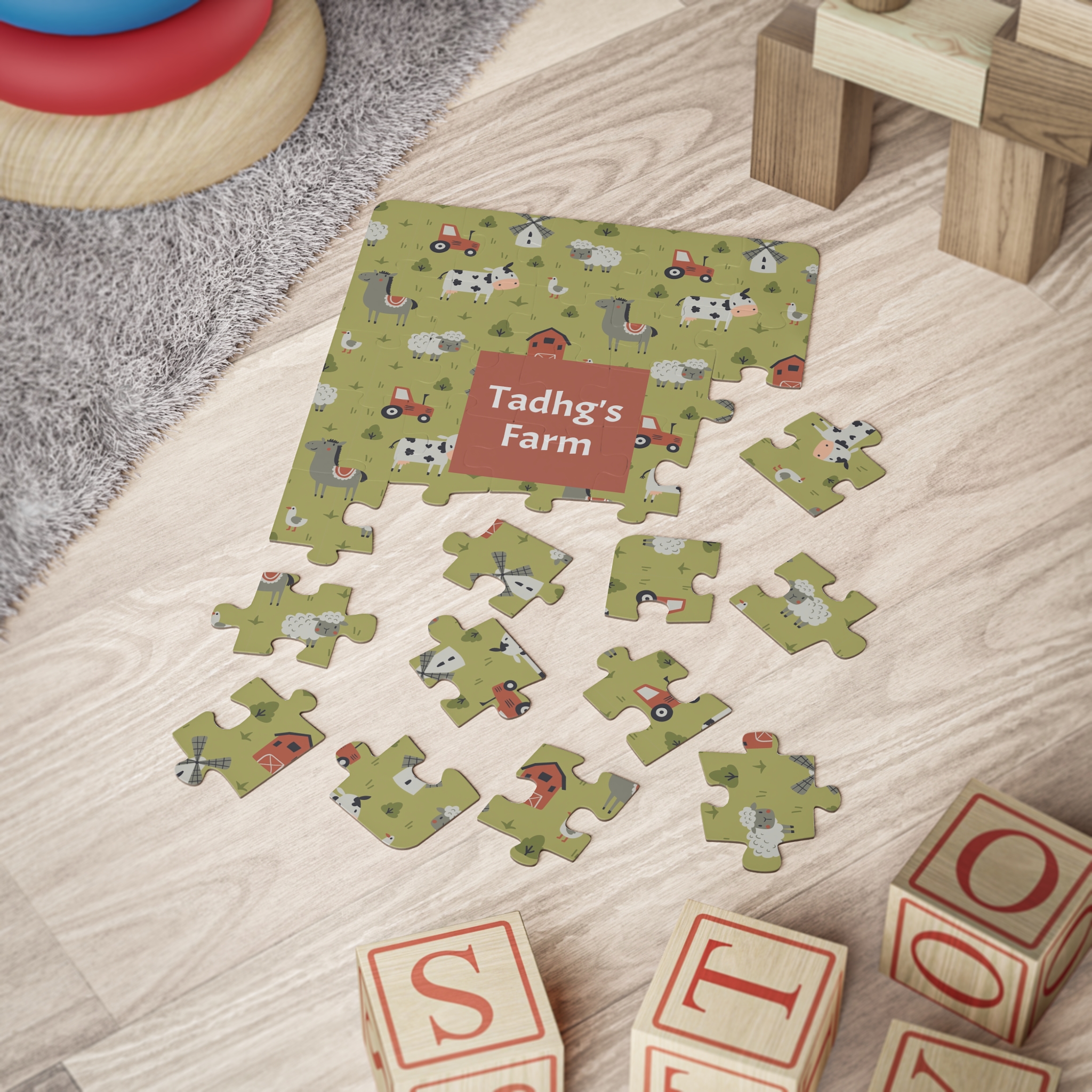 Personalized Farm Animals Kids Puzzle | 30-Piece Wooden Puzzle product thumbnail image Personalized Farm Animals Kids Puzzle | 30-Piece Wooden Puzzle product thumbnail image