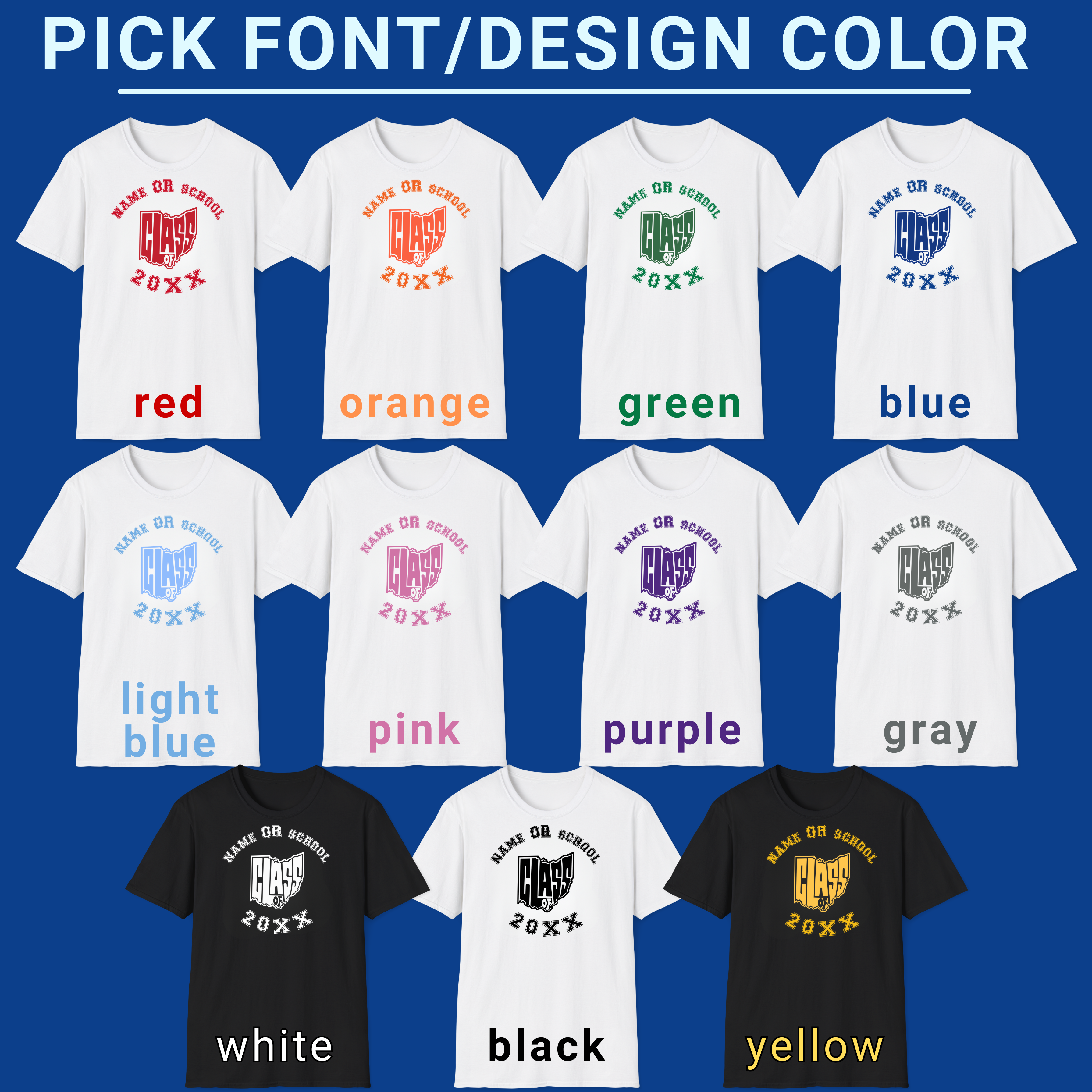 Ohio 'Class of' Graduation Design – Custom Name T-Shirt, Personalized Back to School, Graduation Tee, College Graduate Gift, Class Reunion Shirt product thumbnail image Ohio 'Class of' Graduation Design – Custom Name T-Shirt, Personalized Back to School, Graduation Tee, College Graduate Gift, Class Reunion Shirt product thumbnail image