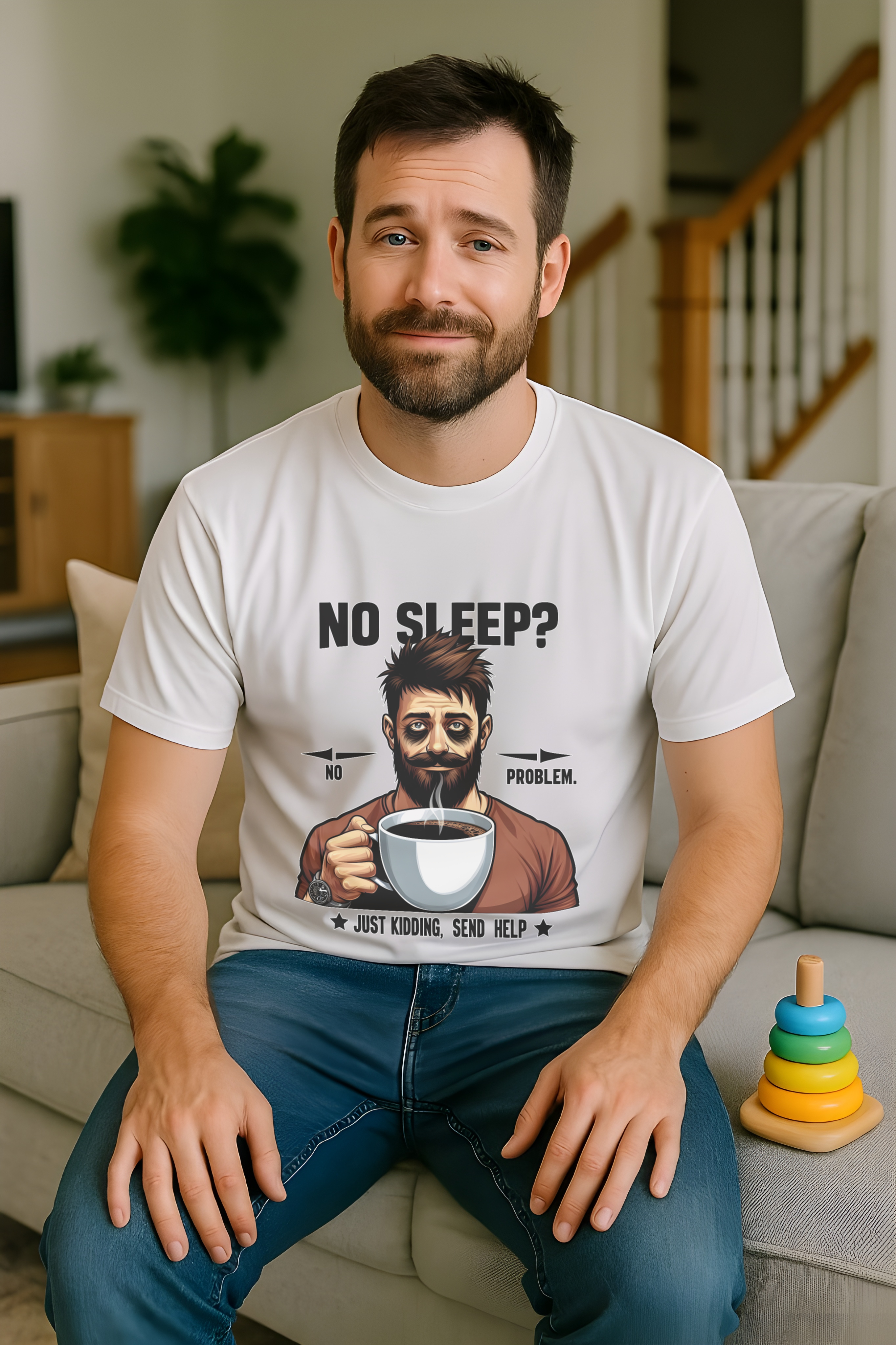 Funny “No Sleep Send Help” Coffee Lover Softstyle Tee • Exhausted Dad Shirt • Relatable Humor Graphic Tee • Gildan Softstyle Unisex T-Shirt for Coffee Drinkers & Tired Humans product thumbnail image Funny “No Sleep Send Help” Coffee Lover Softstyle Tee • Exhausted Dad Shirt • Relatable Humor Graphic Tee • Gildan Softstyle Unisex T-Shirt for Coffee Drinkers & Tired Humans product thumbnail image