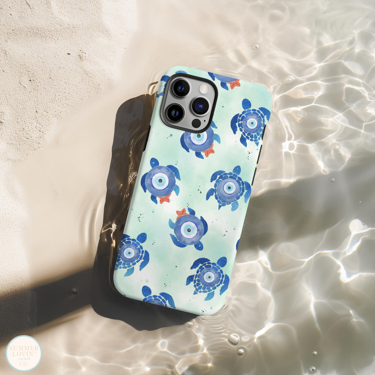 Sea Turtle Evil Eye Phone Case iPhone & Samsung | Protective Tough Case | Coastal Ocean Beach Phone Cover product thumbnail image Sea Turtle Evil Eye Phone Case iPhone & Samsung | Protective Tough Case | Coastal Ocean Beach Phone Cover product thumbnail image