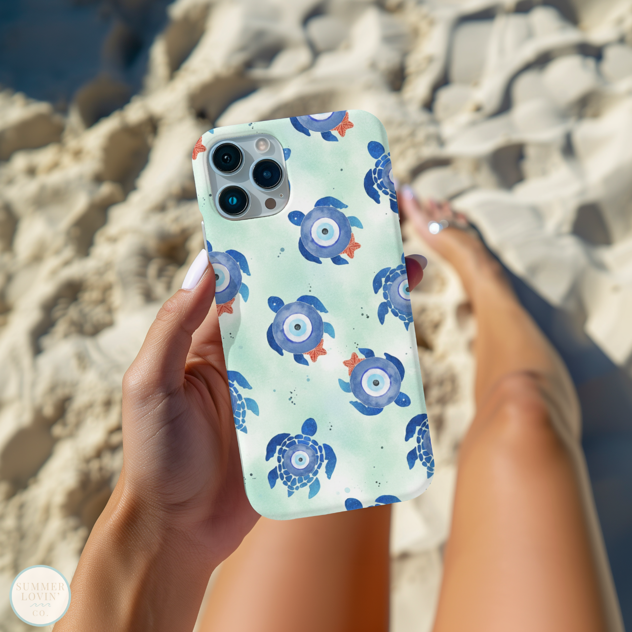 Sea Turtle Evil Eye Phone Case iPhone &amp; Samsung | Protective Tough Case | Coastal Ocean Beach Phone Cover product thumbnail image