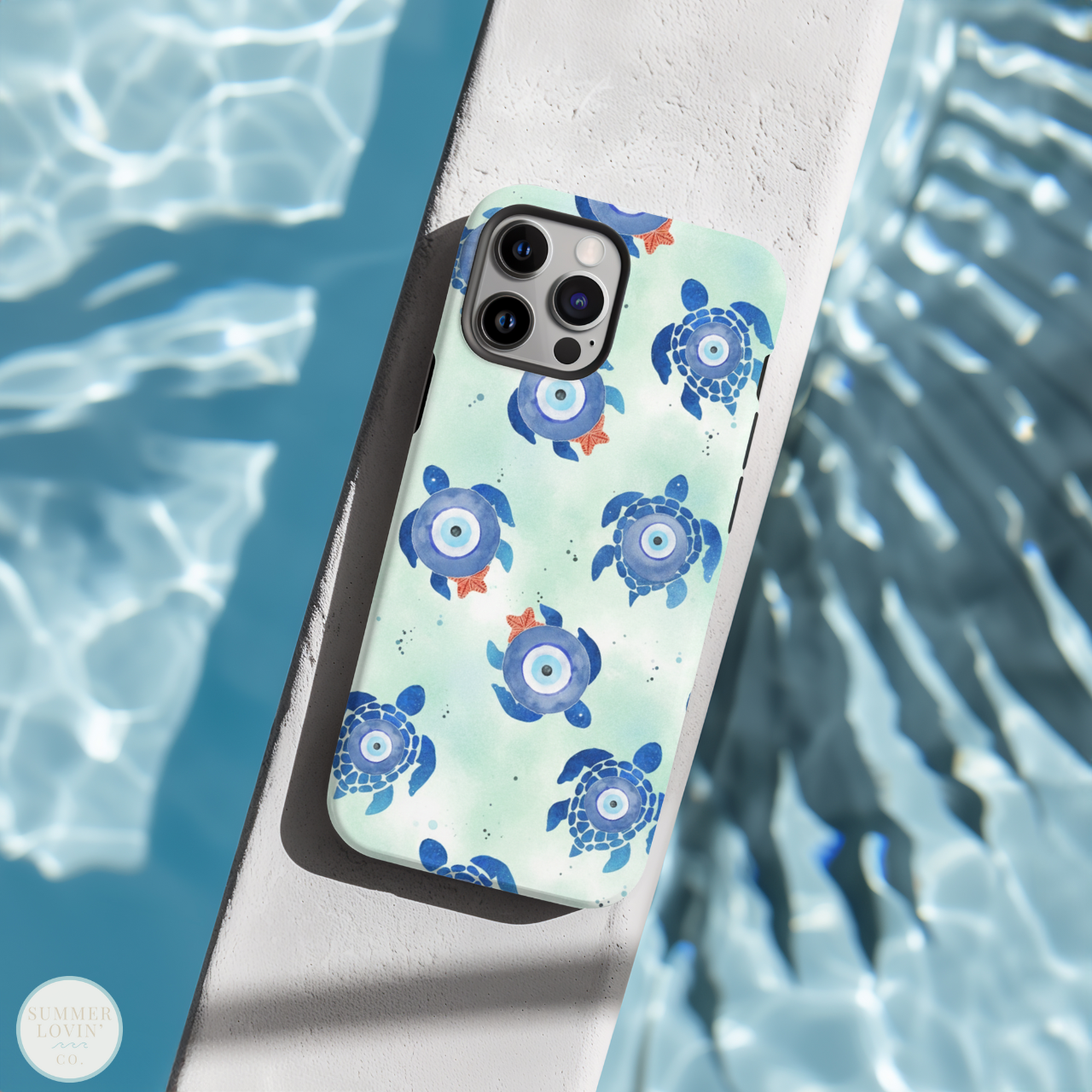 Sea Turtle Evil Eye Phone Case iPhone & Samsung | Protective Tough Case | Coastal Ocean Beach Phone Cover product thumbnail image Sea Turtle Evil Eye Phone Case iPhone & Samsung | Protective Tough Case | Coastal Ocean Beach Phone Cover product thumbnail image