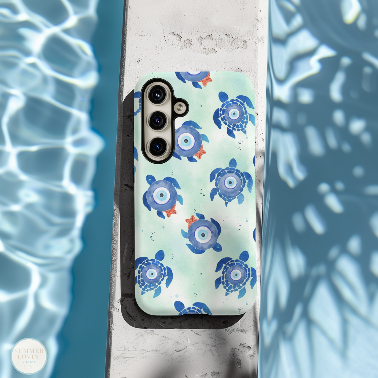 Sea Turtle Evil Eye Phone Case iPhone & Samsung | Protective Tough Case | Coastal Ocean Beach Phone Cover product thumbnail image Sea Turtle Evil Eye Phone Case iPhone & Samsung | Protective Tough Case | Coastal Ocean Beach Phone Cover product thumbnail image