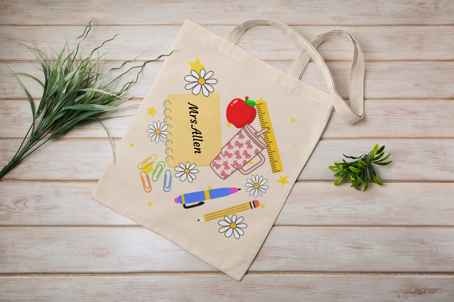 Teacher Essentials Canvas Tote — 'Thank You' School Supplies Design product thumbnail image Teacher Essentials Canvas Tote — 'Thank You' School Supplies Design product thumbnail image