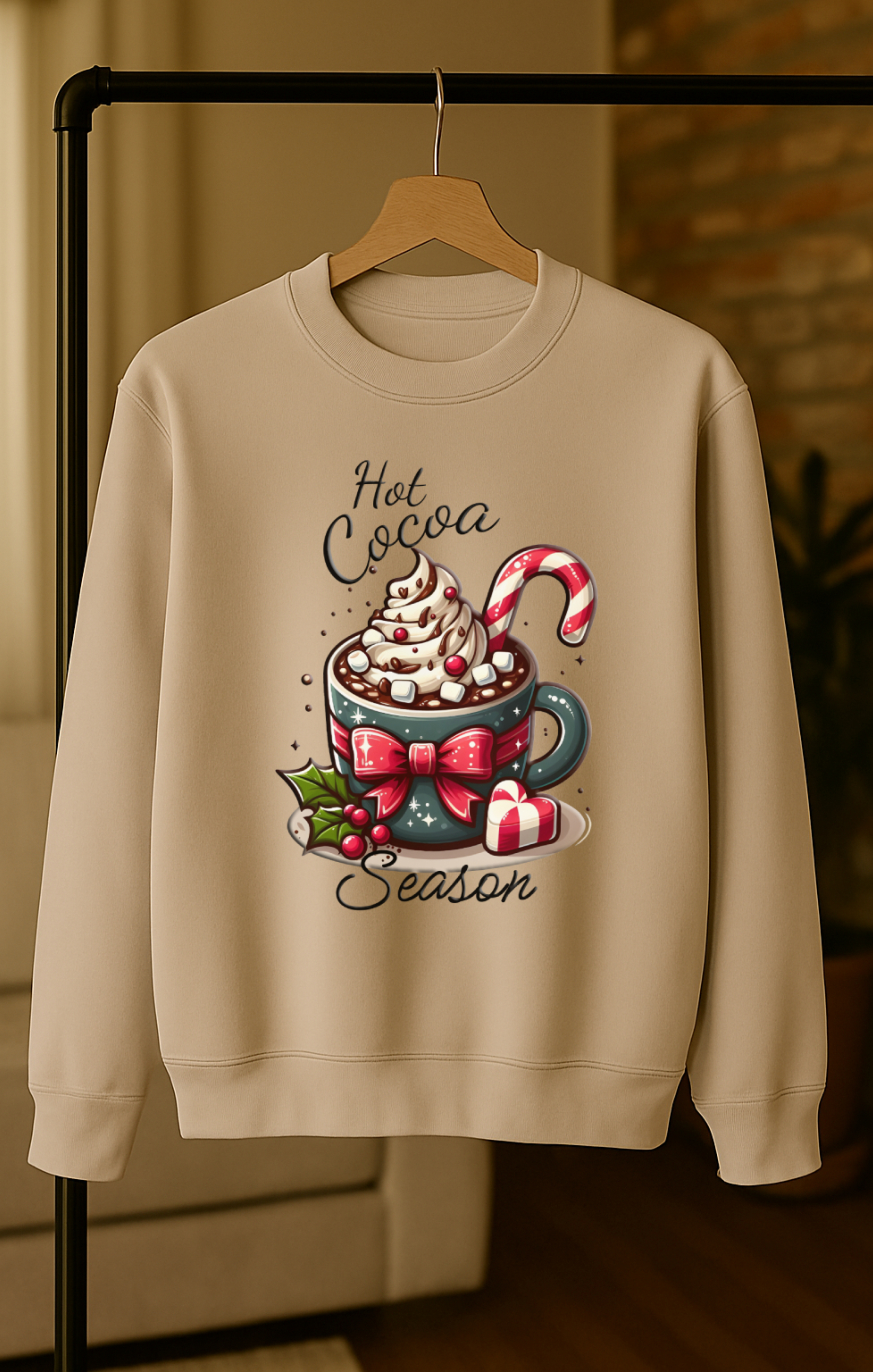 Hot Cocoa Season Christmas Sweatshirt • Cute Holiday Cocoa Cup Pullover • Cozy Winter Candy Cane Crewneck • Festive Christmas Gift Sweater for Women product thumbnail image Hot Cocoa Season Christmas Sweatshirt • Cute Holiday Cocoa Cup Pullover • Cozy Winter Candy Cane Crewneck • Festive Christmas Gift Sweater for Women product thumbnail image