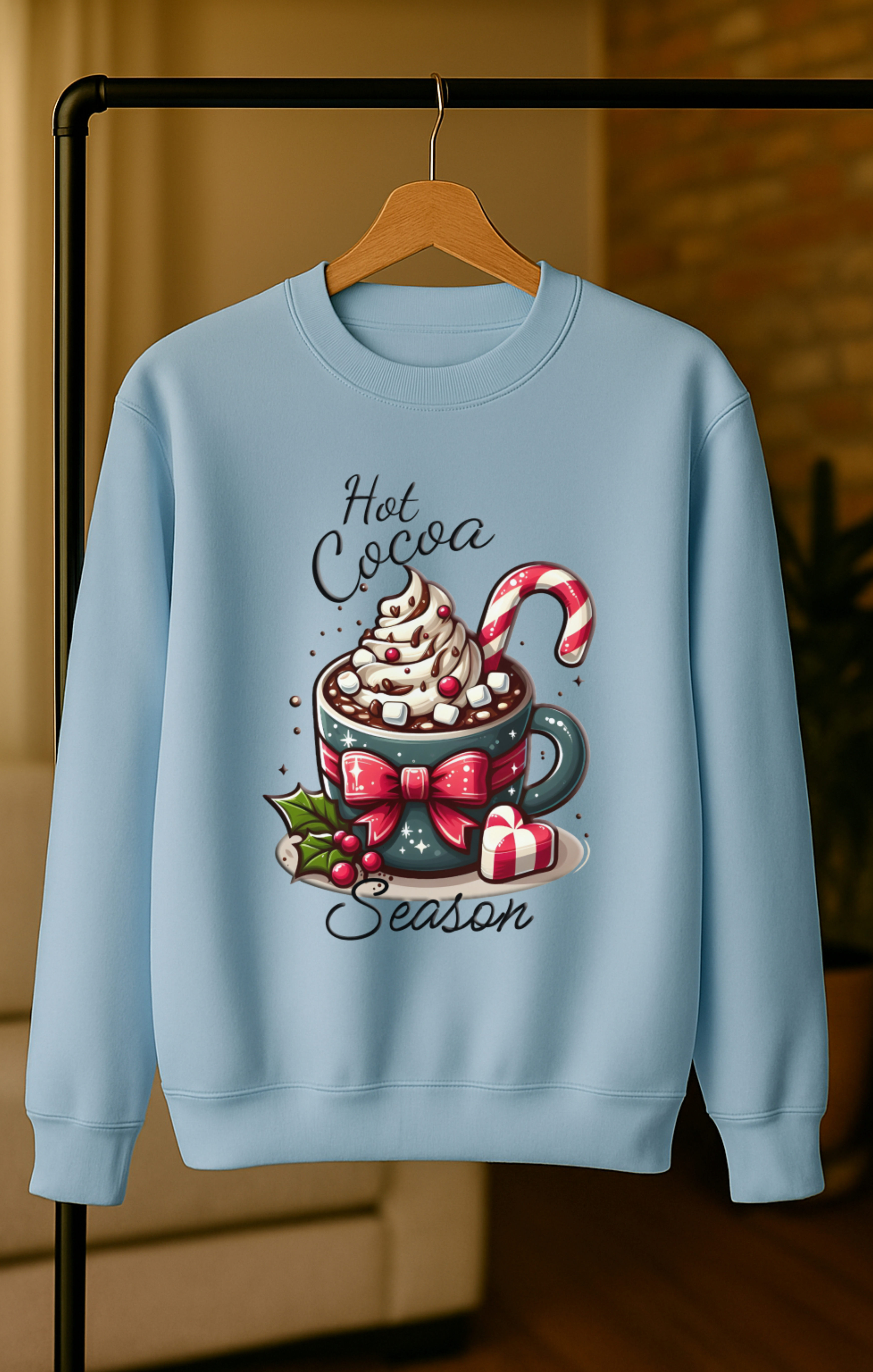 Hot Cocoa Season Christmas Sweatshirt • Cute Holiday Cocoa Cup Pullover • Cozy Winter Candy Cane Crewneck • Festive Christmas Gift Sweater for Women product thumbnail image Hot Cocoa Season Christmas Sweatshirt • Cute Holiday Cocoa Cup Pullover • Cozy Winter Candy Cane Crewneck • Festive Christmas Gift Sweater for Women product thumbnail image