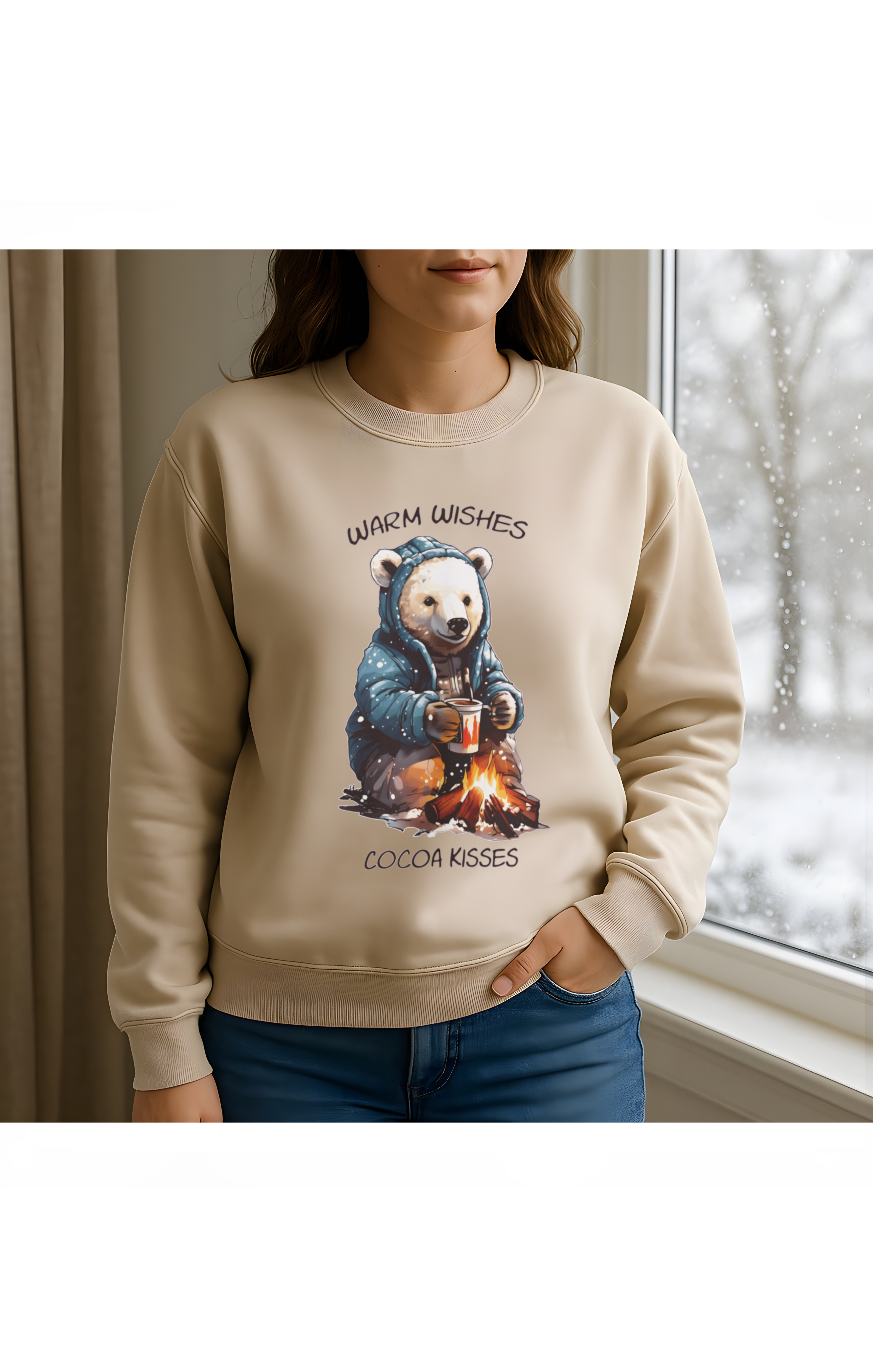 Warm Wishes & Cocoa Kisses Polar Bear Christmas Sweatshirt – Cozy Holiday Pullover for Winter, Cute Hot Cocoa Sweater, Soft Fleece Christian Winter Apparel product thumbnail image Warm Wishes & Cocoa Kisses Polar Bear Christmas Sweatshirt – Cozy Holiday Pullover for Winter, Cute Hot Cocoa Sweater, Soft Fleece Christian Winter Apparel product thumbnail image