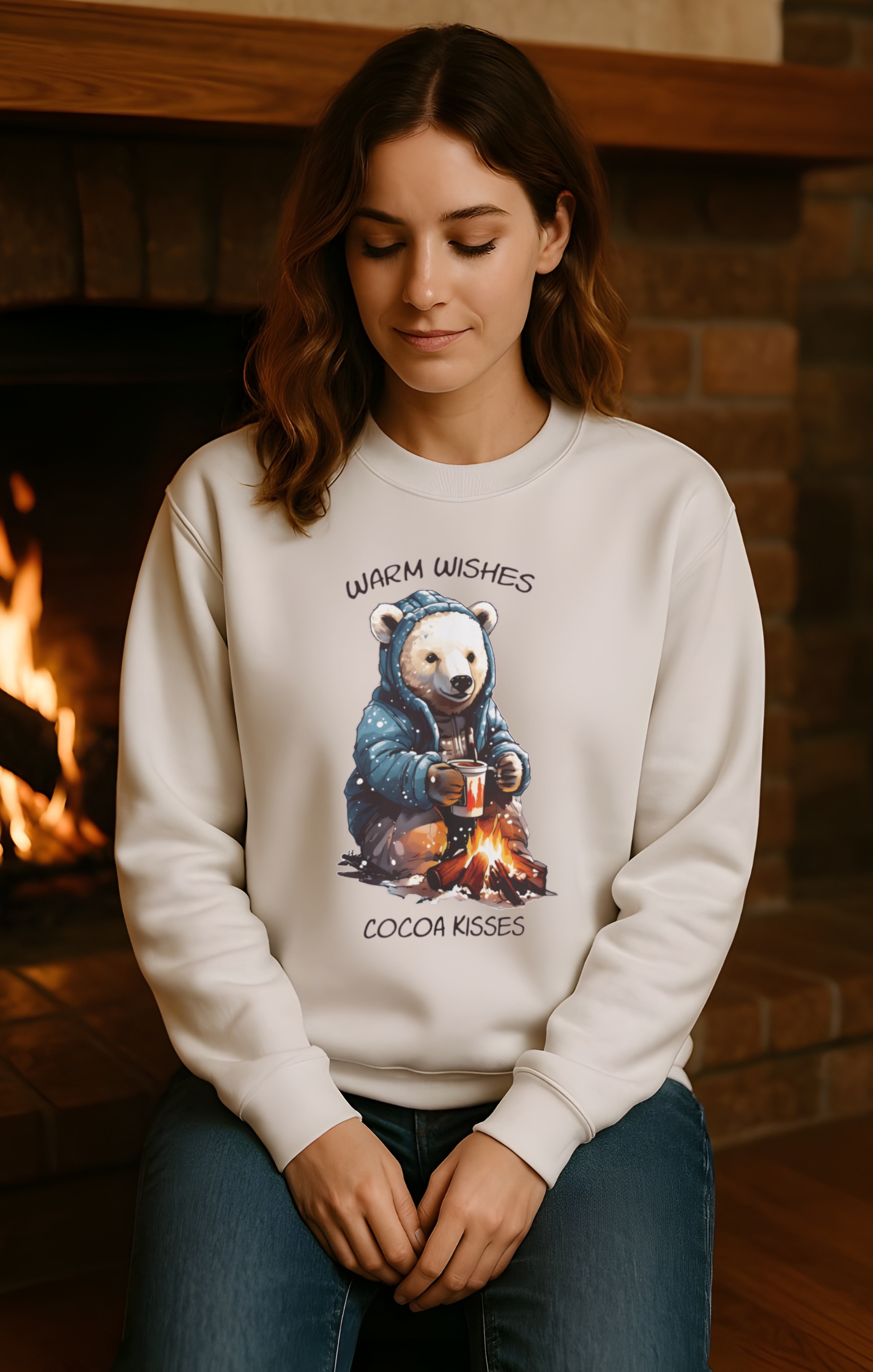 Warm Wishes & Cocoa Kisses Polar Bear Christmas Sweatshirt – Cozy Holiday Pullover for Winter, Cute Hot Cocoa Sweater, Soft Fleece Christian Winter Apparel product thumbnail image Warm Wishes & Cocoa Kisses Polar Bear Christmas Sweatshirt – Cozy Holiday Pullover for Winter, Cute Hot Cocoa Sweater, Soft Fleece Christian Winter Apparel product thumbnail image