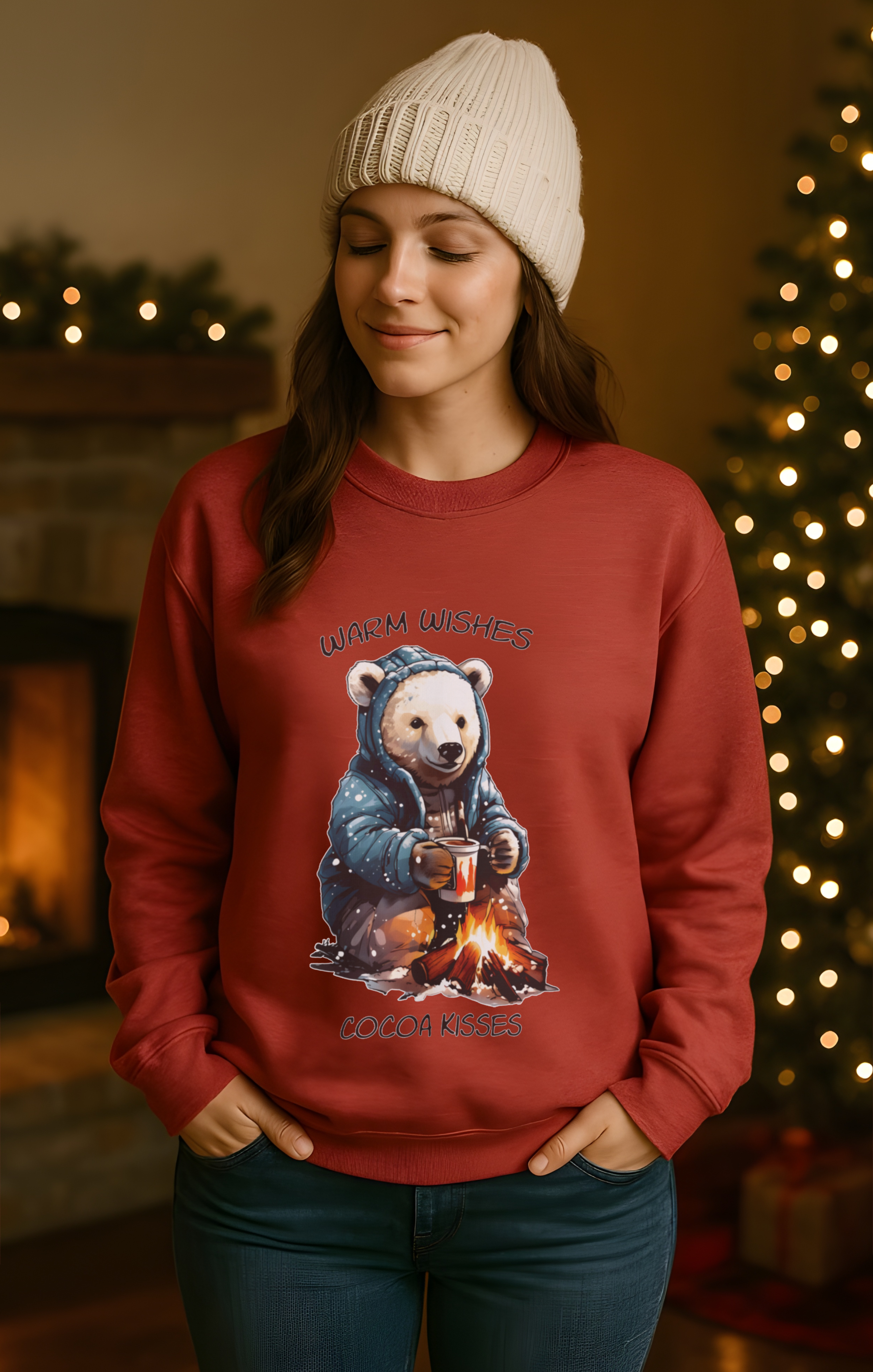 Warm Wishes & Cocoa Kisses Polar Bear Christmas Sweatshirt – Cozy Holiday Pullover for Winter, Cute Hot Cocoa Sweater, Soft Fleece Christian Winter Apparel product thumbnail image Warm Wishes & Cocoa Kisses Polar Bear Christmas Sweatshirt – Cozy Holiday Pullover for Winter, Cute Hot Cocoa Sweater, Soft Fleece Christian Winter Apparel product thumbnail image