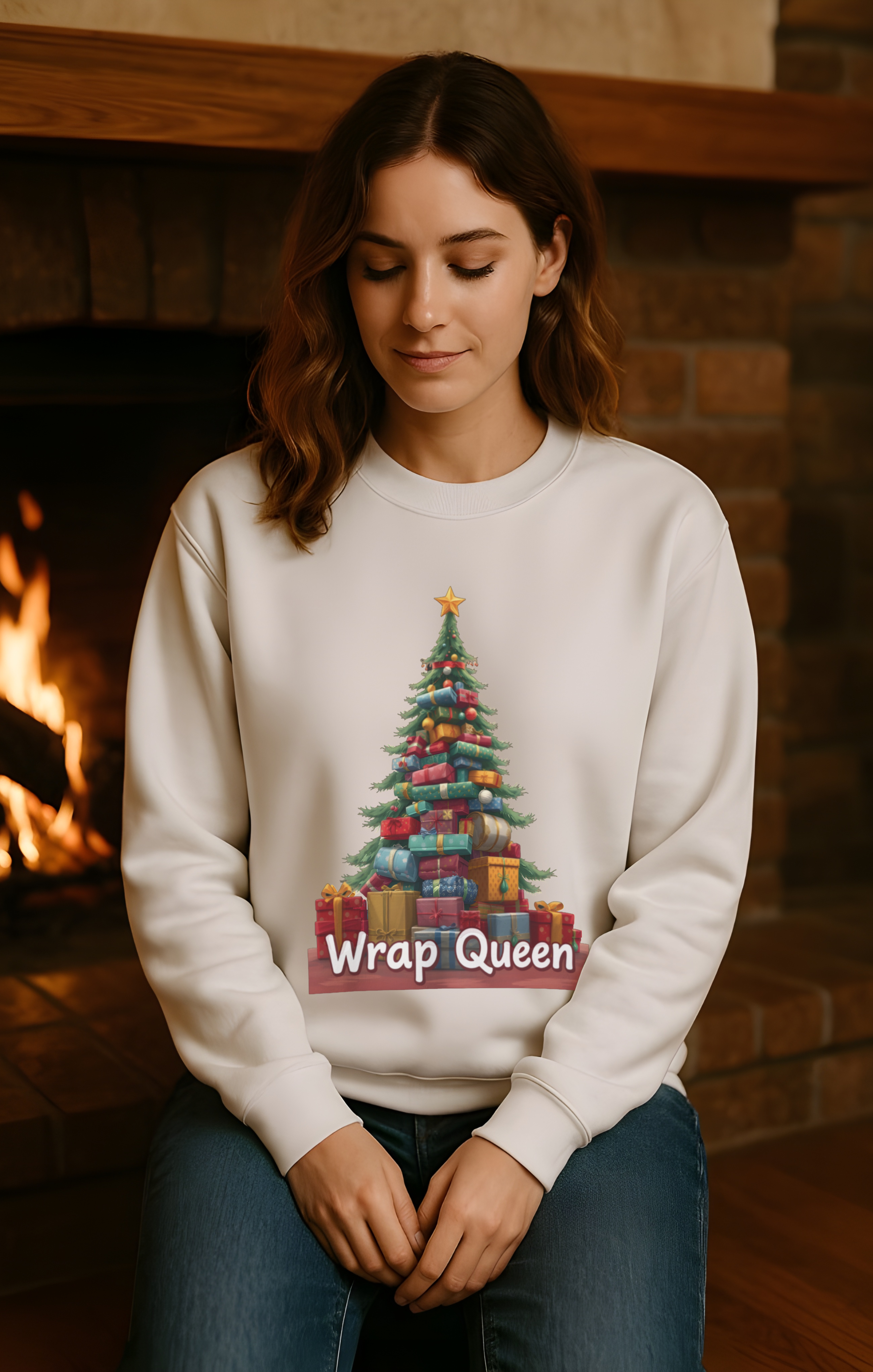 Wrap Queen Christmas Sweatshirt • Funny Holiday Gift-Wrapping Crewneck • Cozy Winter Fleece Pullover for Gift Wrappers, Moms &amp; Festive Queens product thumbnail image