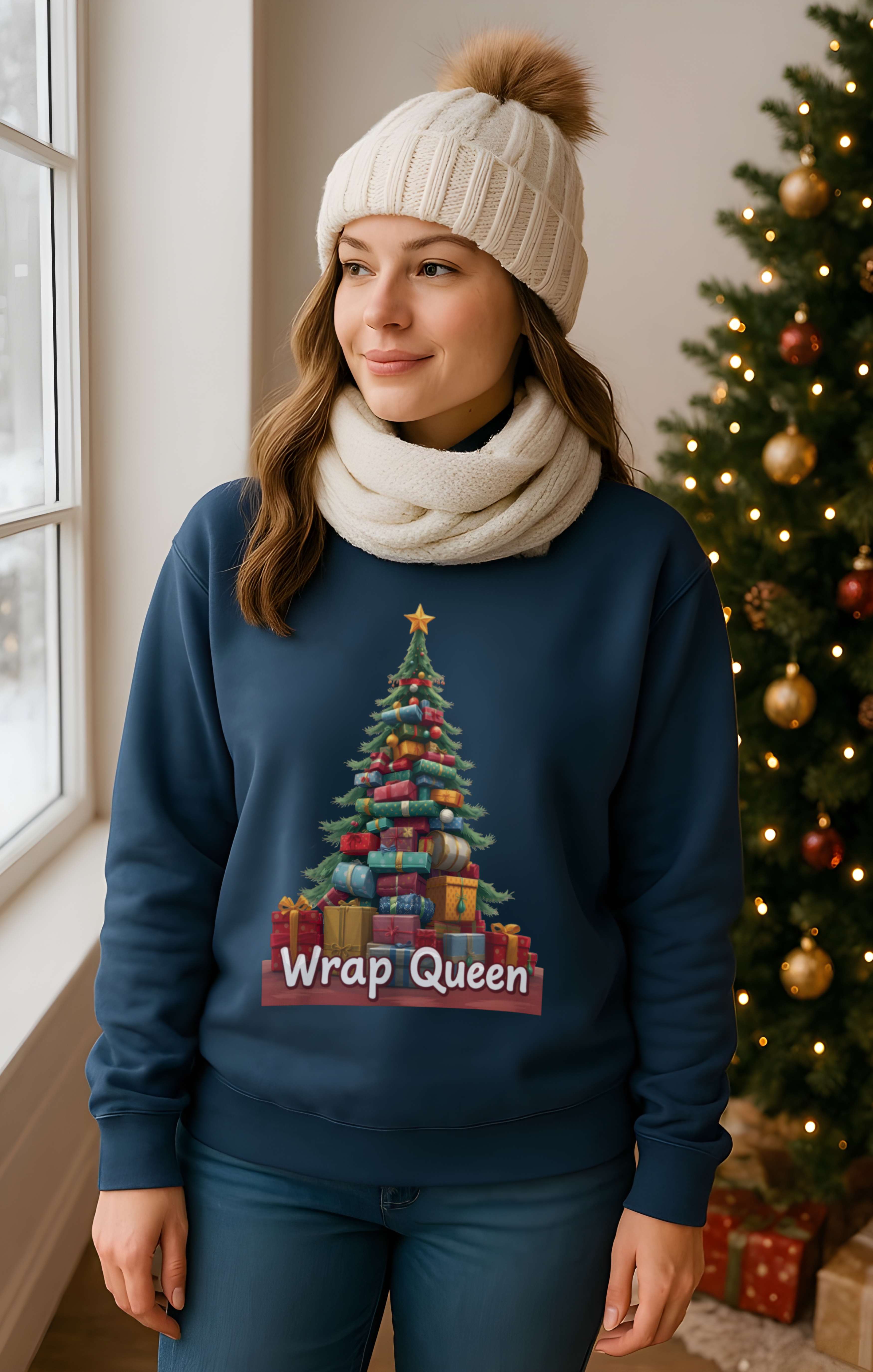 Wrap Queen Christmas Sweatshirt • Funny Holiday Gift-Wrapping Crewneck • Cozy Winter Fleece Pullover for Gift Wrappers, Moms & Festive Queens product thumbnail image Wrap Queen Christmas Sweatshirt • Funny Holiday Gift-Wrapping Crewneck • Cozy Winter Fleece Pullover for Gift Wrappers, Moms & Festive Queens product thumbnail image