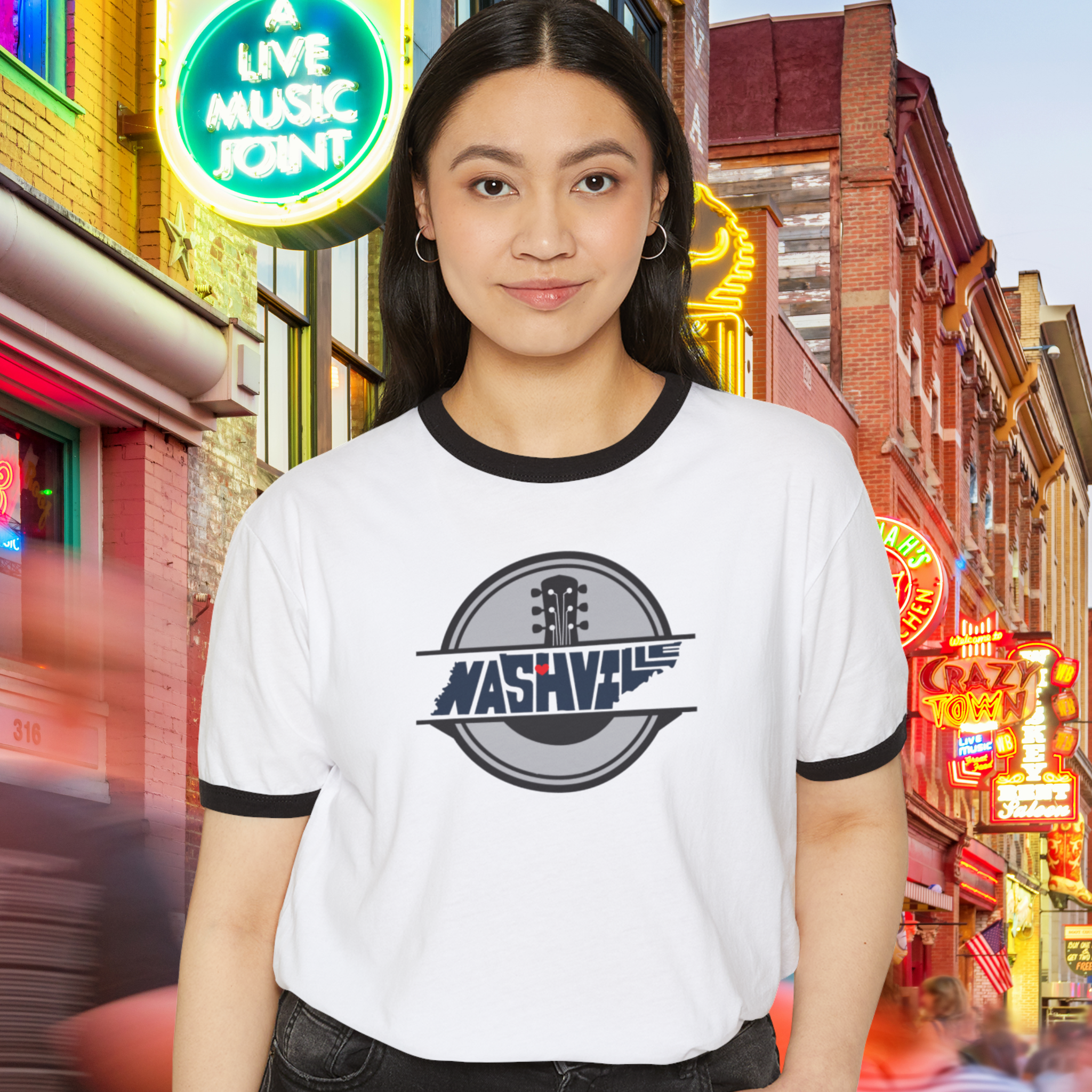 Retro Nashville Tennessee Ringer T-Shirt, Personalized Retro Music Tee, Gift for Musicians, Concert Apparel, Nashville Music City T-Shirt product thumbnail image Retro Nashville Tennessee Ringer T-Shirt, Personalized Retro Music Tee, Gift for Musicians, Concert Apparel, Nashville Music City T-Shirt product thumbnail image