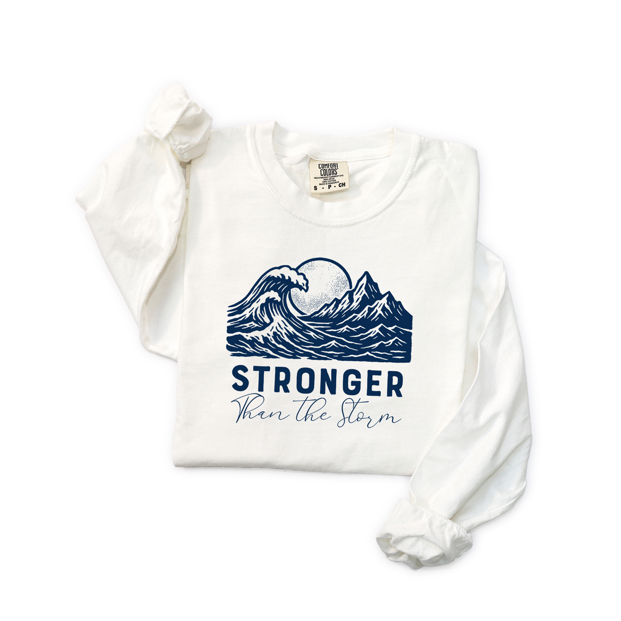 Stronger Than The Storm Christian Long-Sleeve Tee product thumbnail image Stronger Than The Storm Christian Long-Sleeve Tee product thumbnail image
