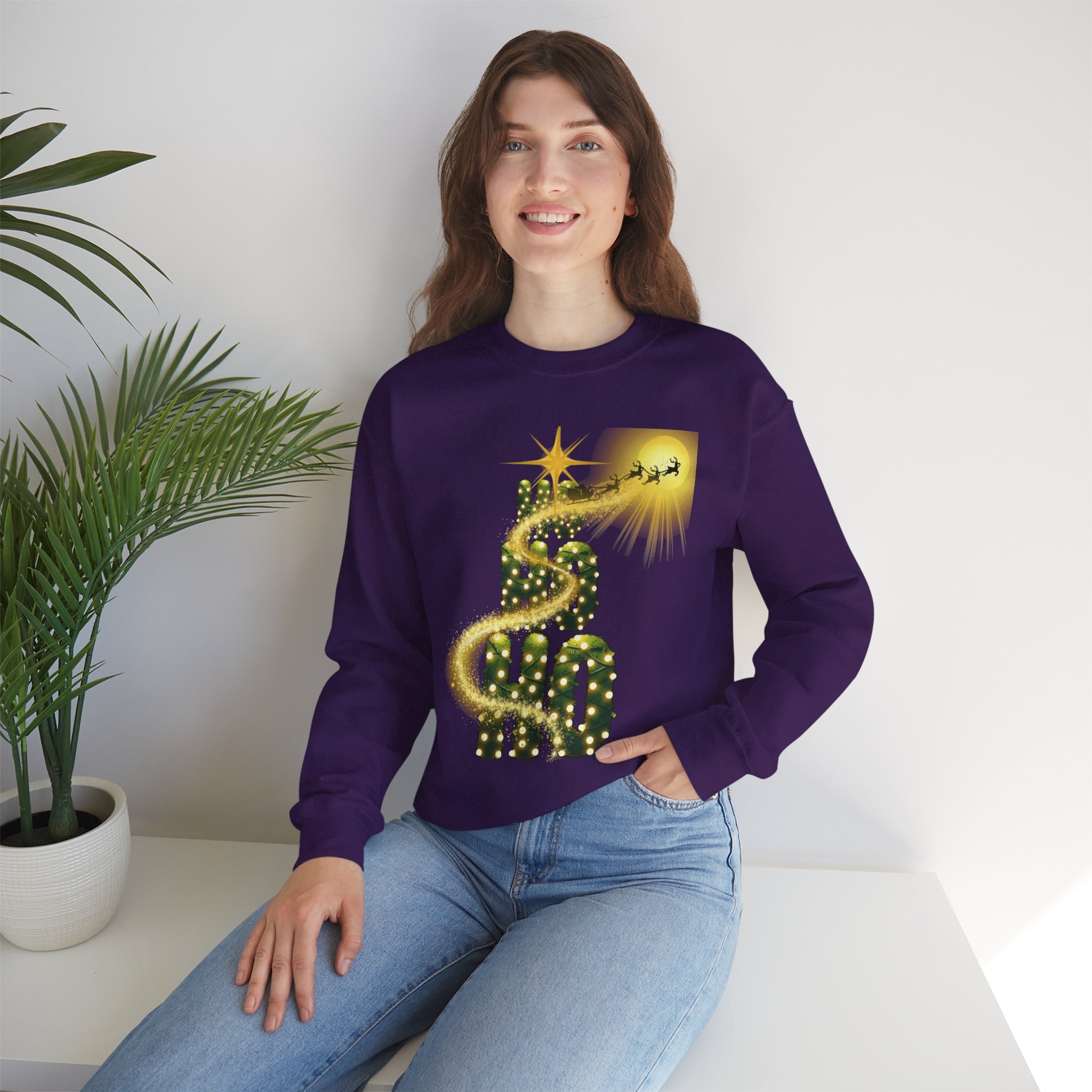 “Sparkling Santa Magic HO HO HO Christmas Lights Design – Festive Holiday Pullover product thumbnail image “Sparkling Santa Magic HO HO HO Christmas Lights Design – Festive Holiday Pullover product thumbnail image
