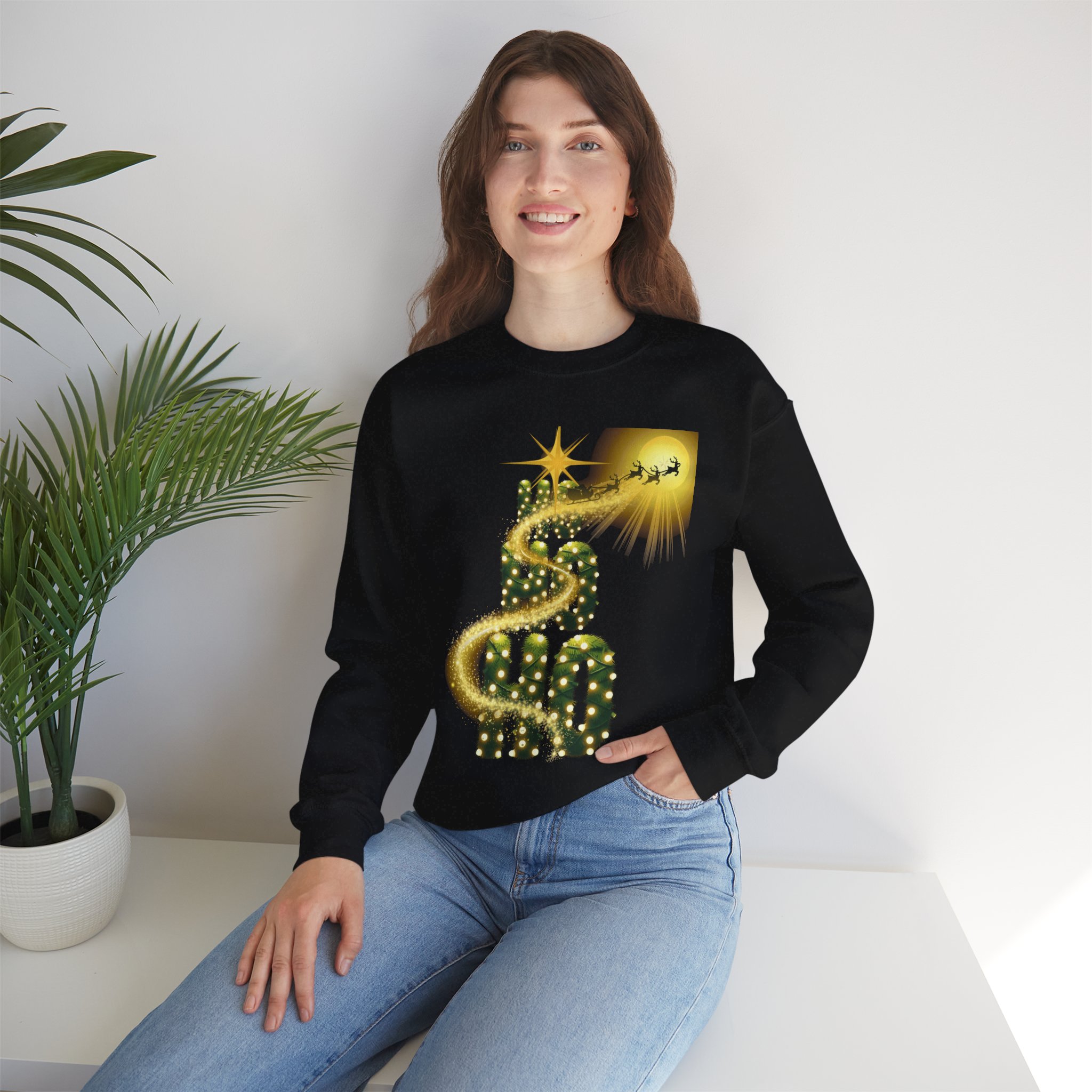 “Sparkling Santa Magic HO HO HO Christmas Lights Design – Festive Holiday Pullover product thumbnail image
