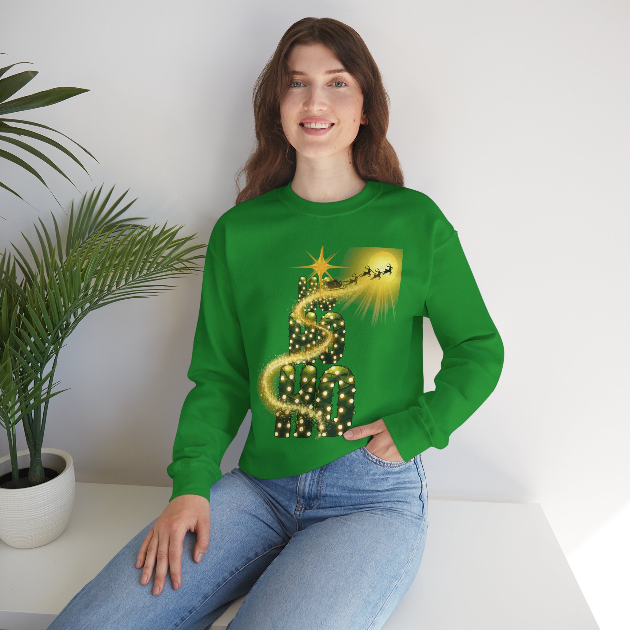 “Sparkling Santa Magic HO HO HO Christmas Lights Design – Festive Holiday Pullover product thumbnail image