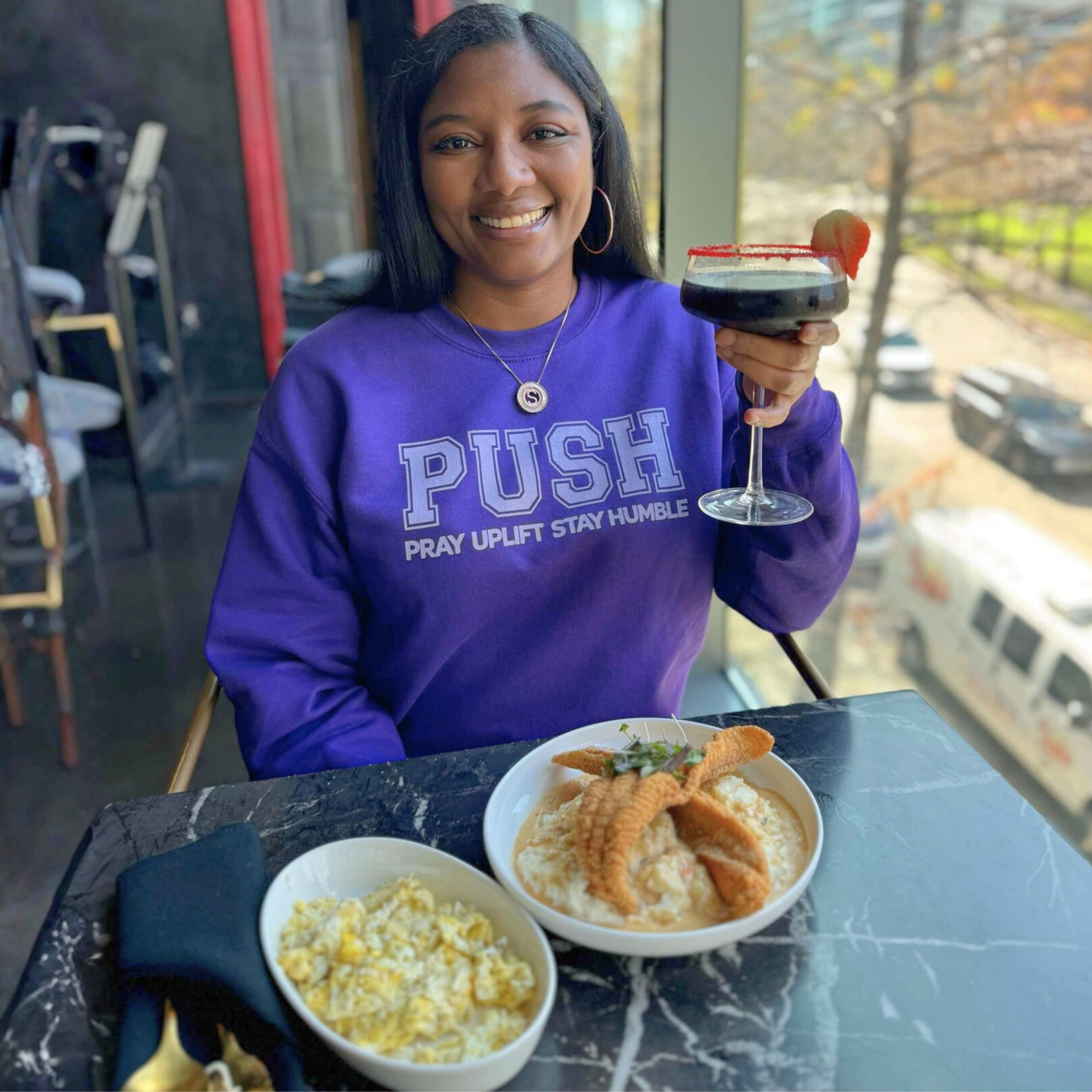 Unisex Crewneck Sweatshirt - PUSH Purple Design product thumbnail image