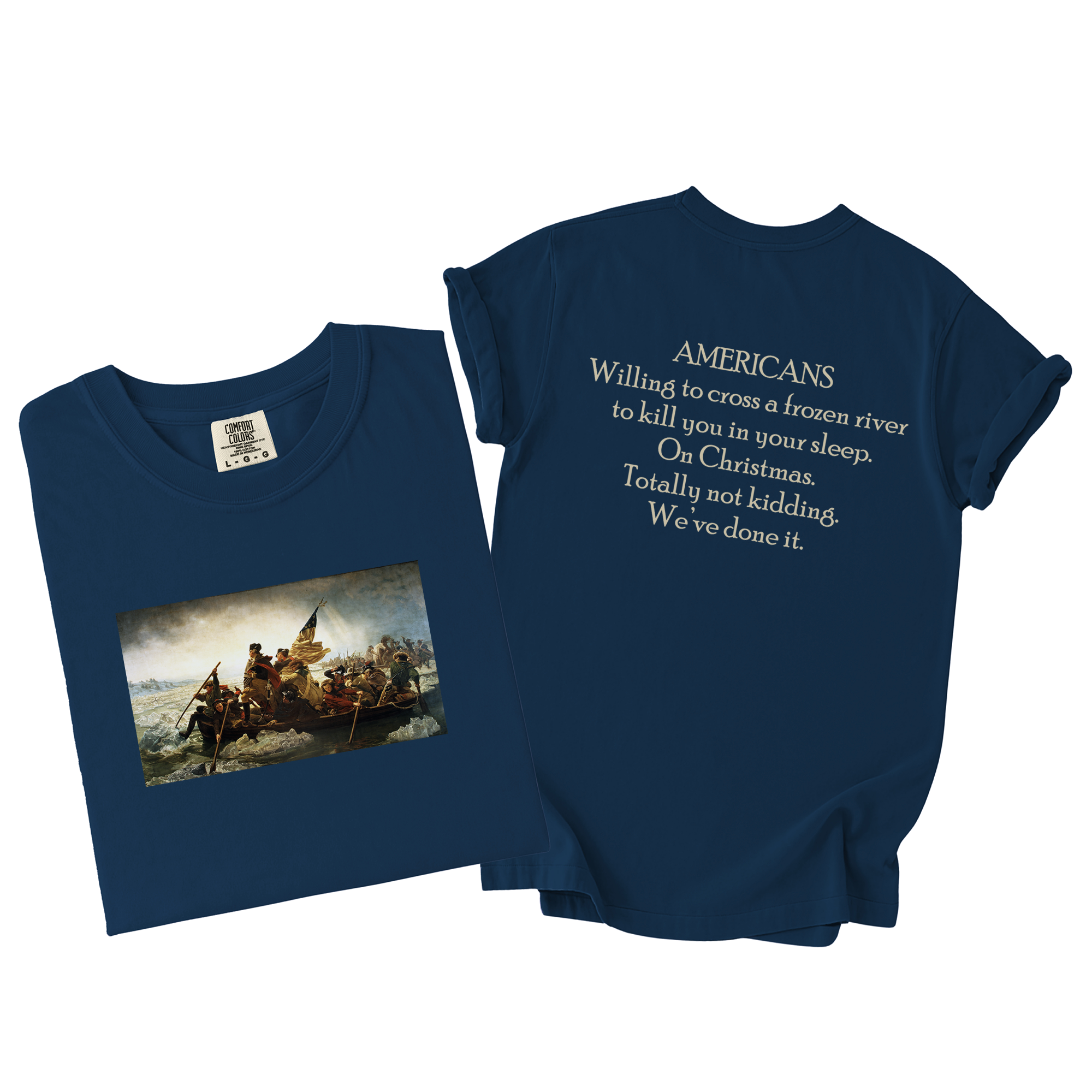 America’s First Christmas Meme T-Shirt | Washington Crossing the Delaware 1776 Tee product thumbnail image